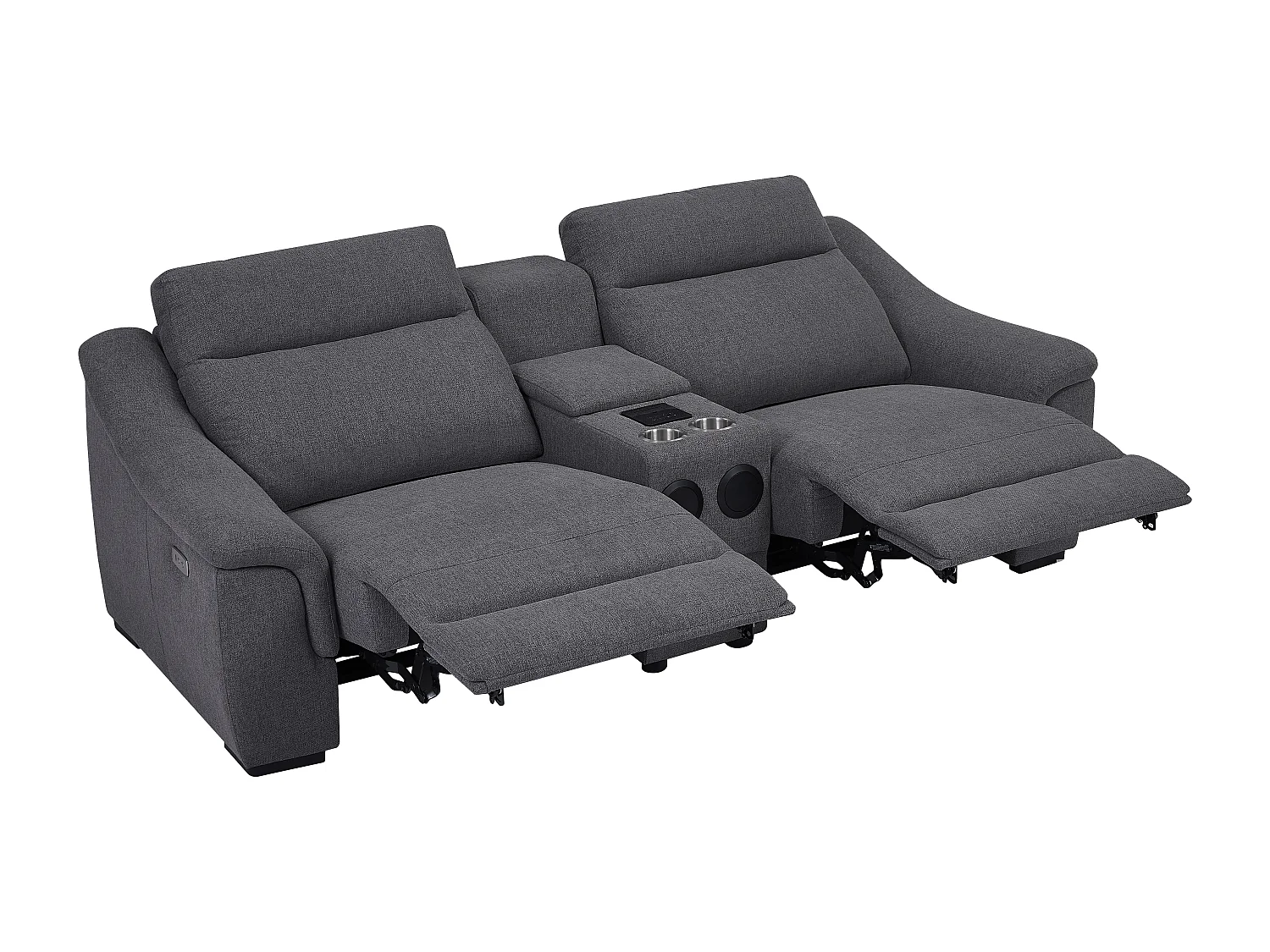 2-sits elektrisk reclinersoffa i grått tyg VERETO