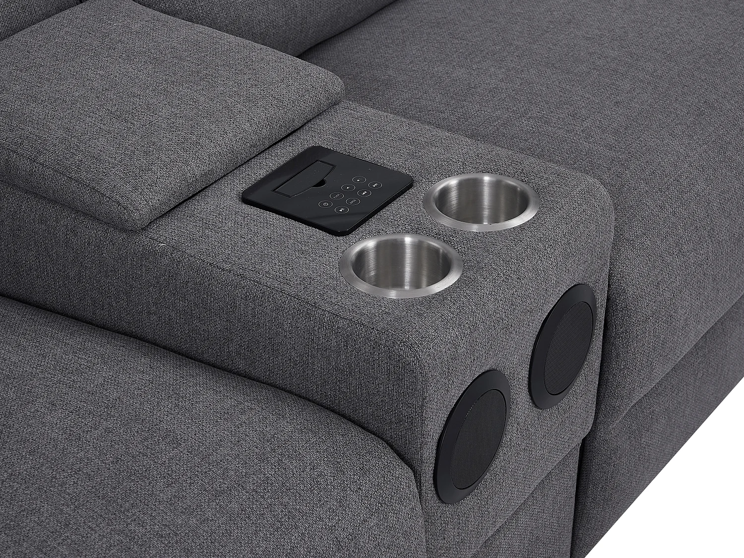 2-sits elektrisk reclinersoffa i grått tyg VERETO