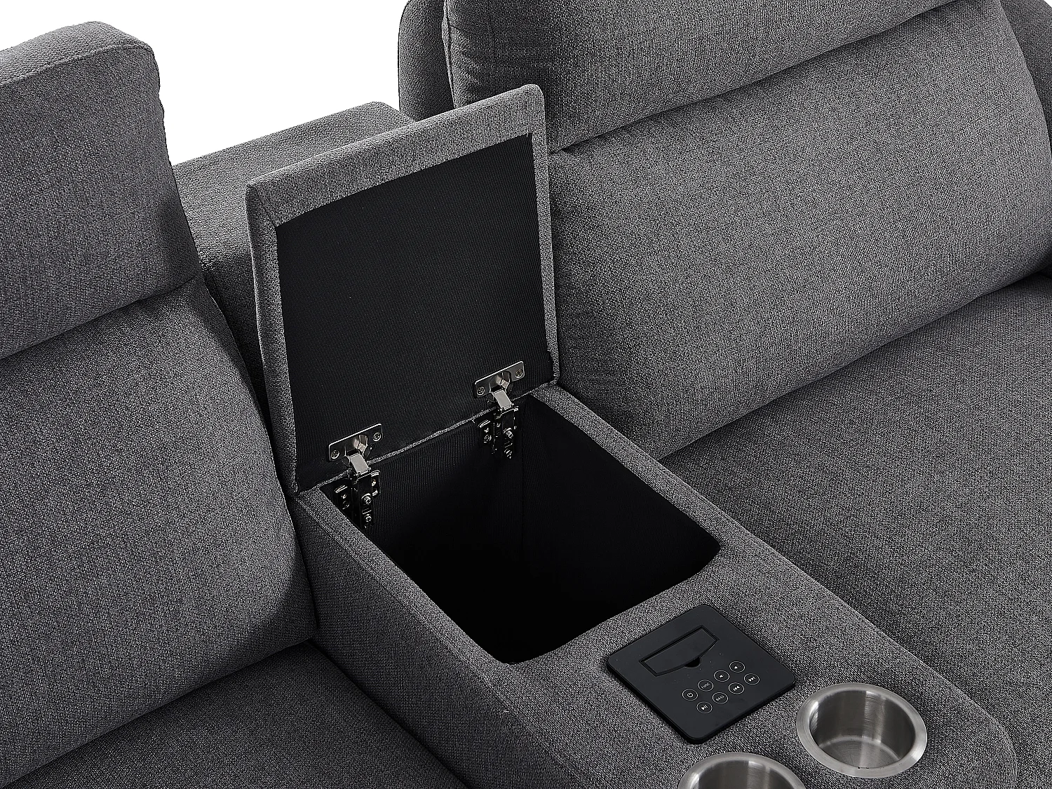 2-sits elektrisk reclinersoffa i grått tyg VERETO