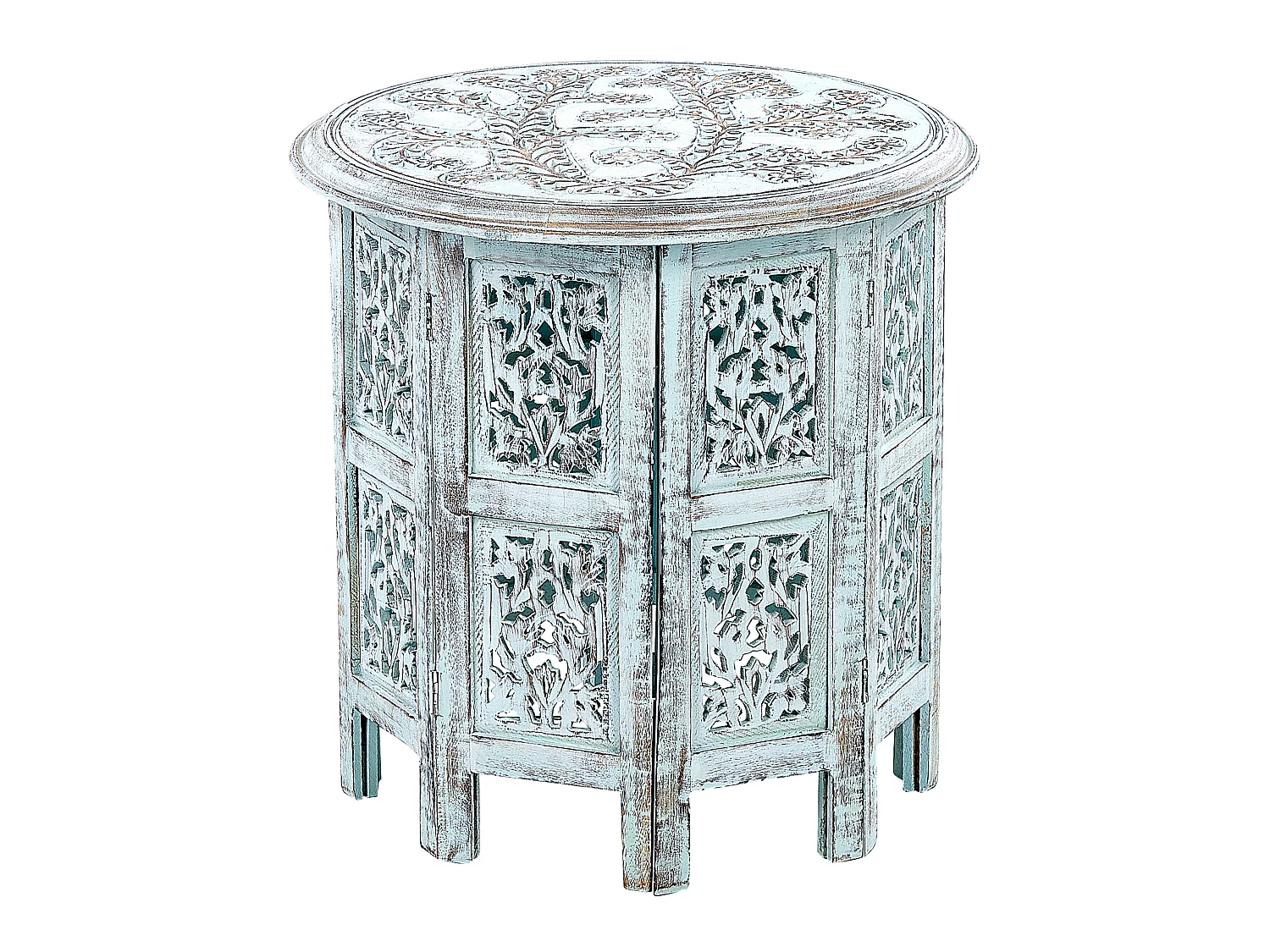 Table d'appoint BORAI Bois de manguier Bleu clair