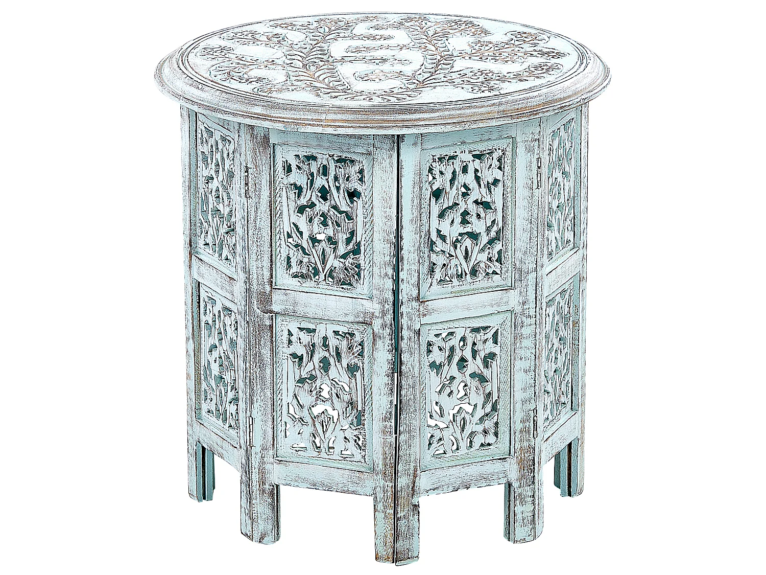 Table d'appoint BORAI Bois de manguier Bleu clair