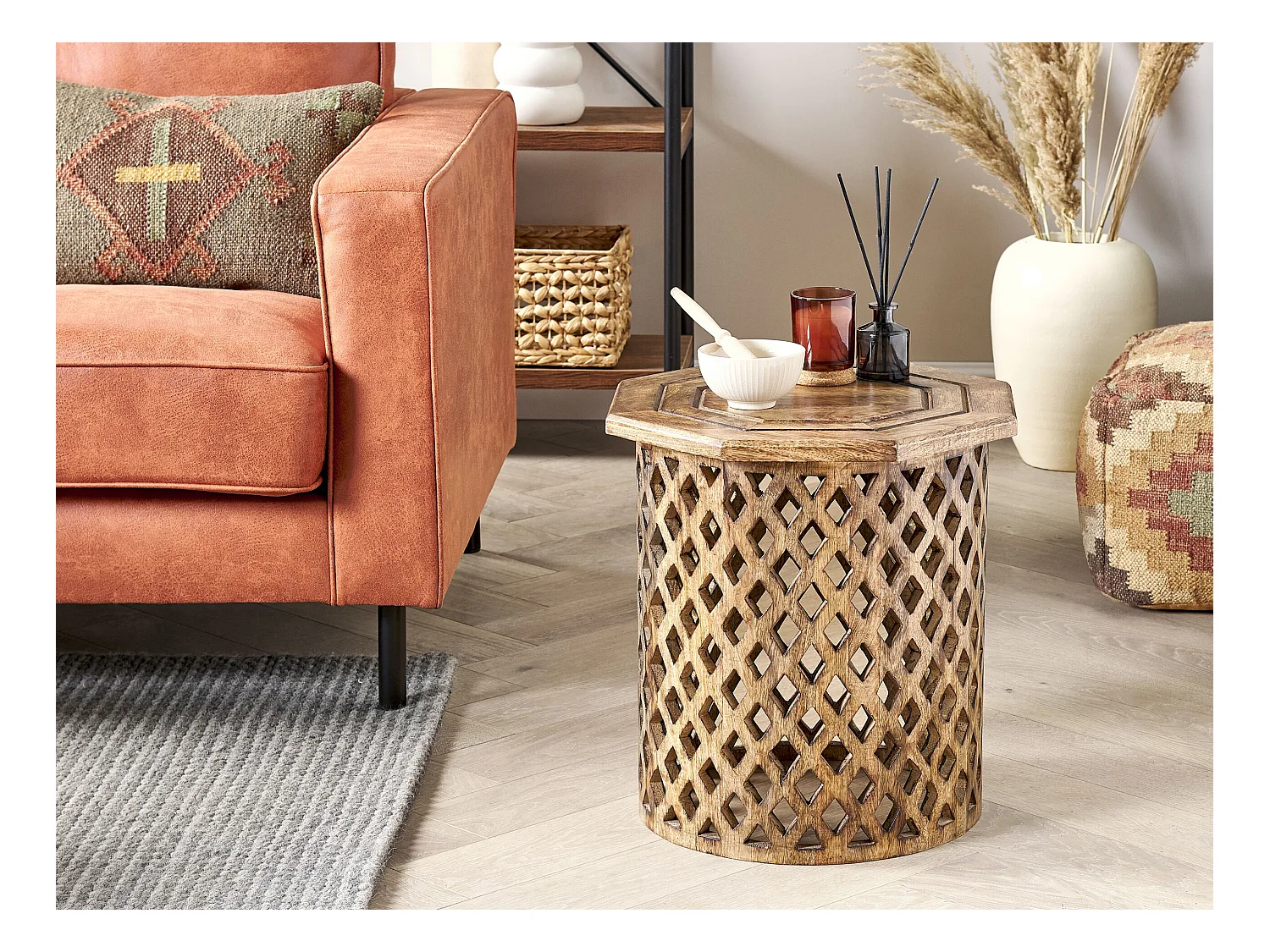 Bijzettafel KHANPUR Mangohout Bruin