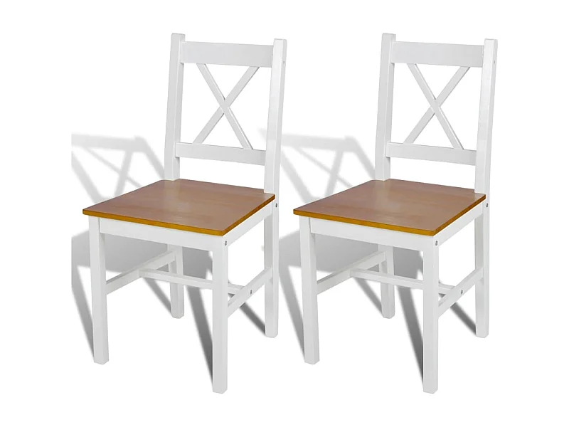 Lot de 2 chaises de salle à manger cuisine design classique bois de pin blanc CDS020167
