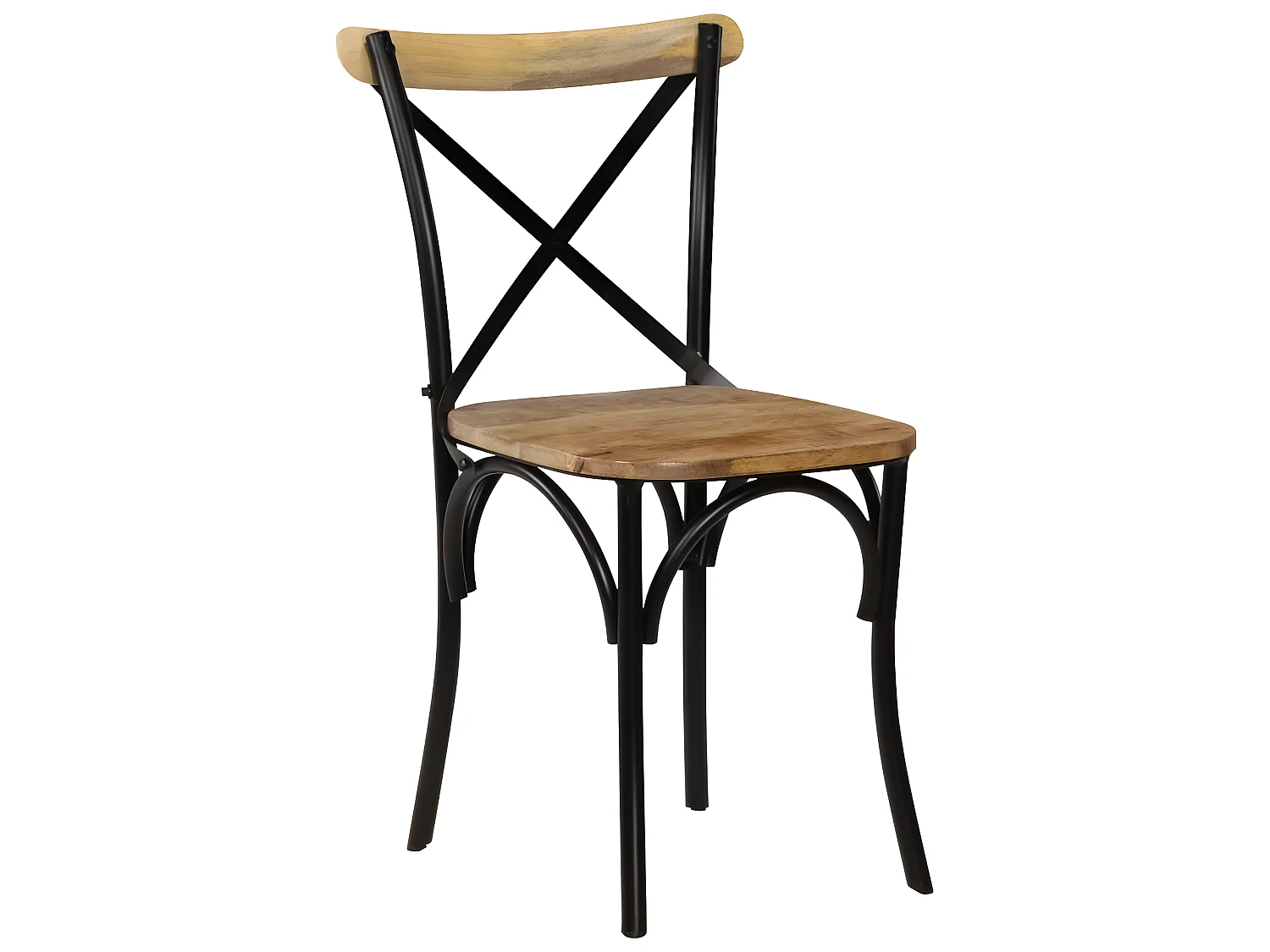 Lot de 2 chaises de salle à manger cuisine noir style rustique bois de manguier solide CDS020800