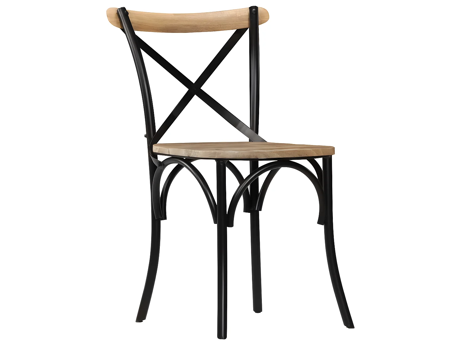 Lot de 2 chaises de salle à manger cuisine noir style rustique bois de manguier solide CDS020800