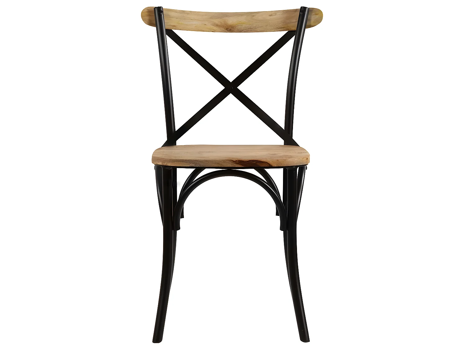 Lot de 2 chaises de salle à manger cuisine noir style rustique bois de manguier solide CDS020800