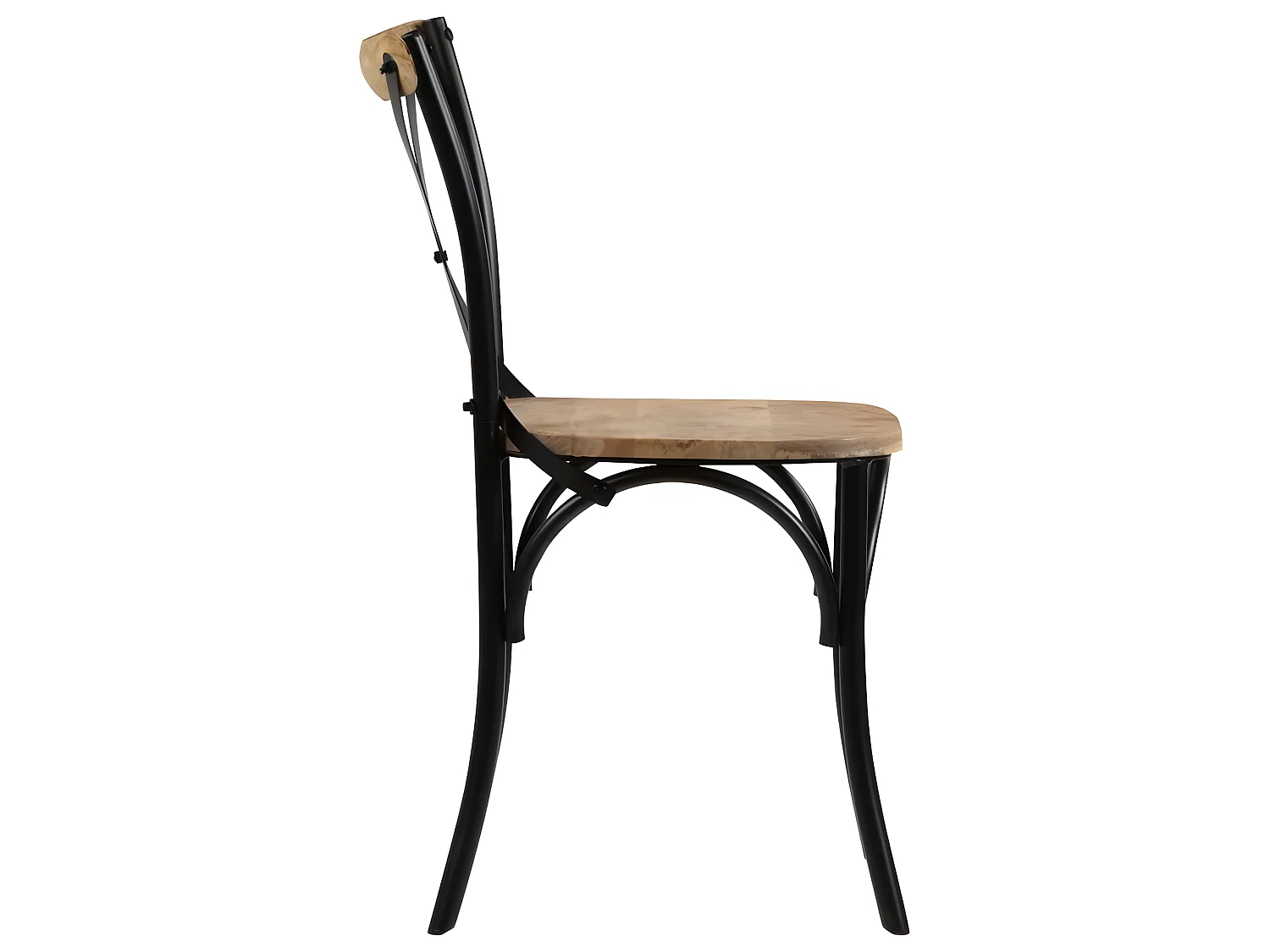 Lot de 2 chaises de salle à manger cuisine noir style rustique bois de manguier solide CDS020800