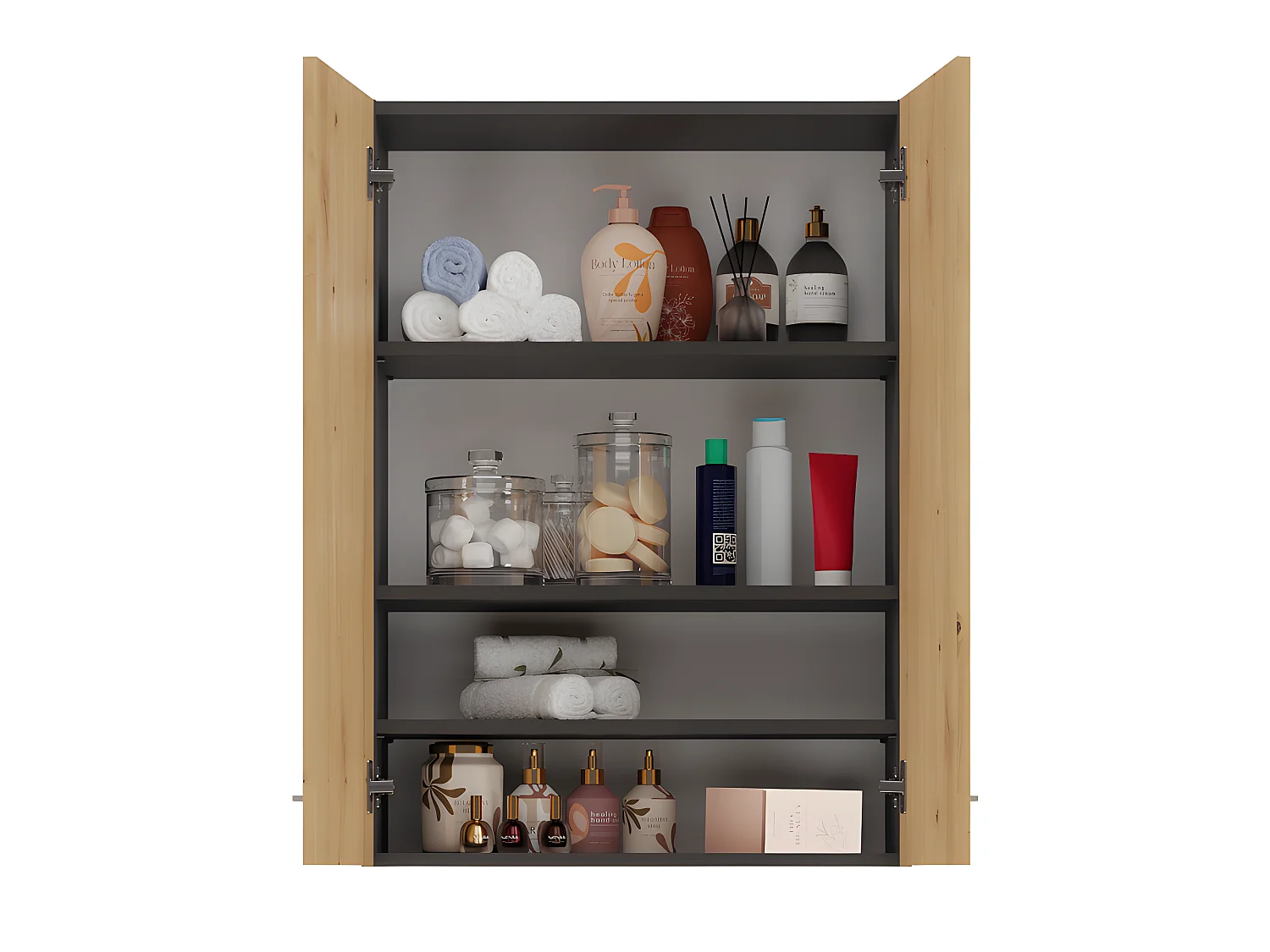 REGGY - Perchero de pared + espejo grande - 6 ganchos dobles - Estante - Mueble de entrada - 85x82x15cm