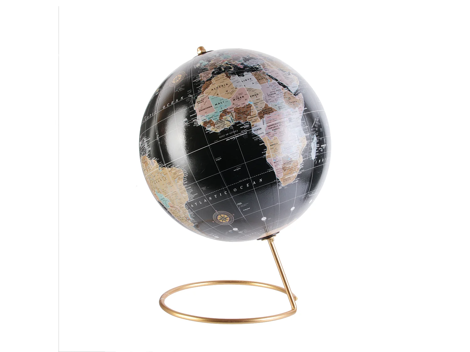 Globe Terrestre Deco Noir, Or
