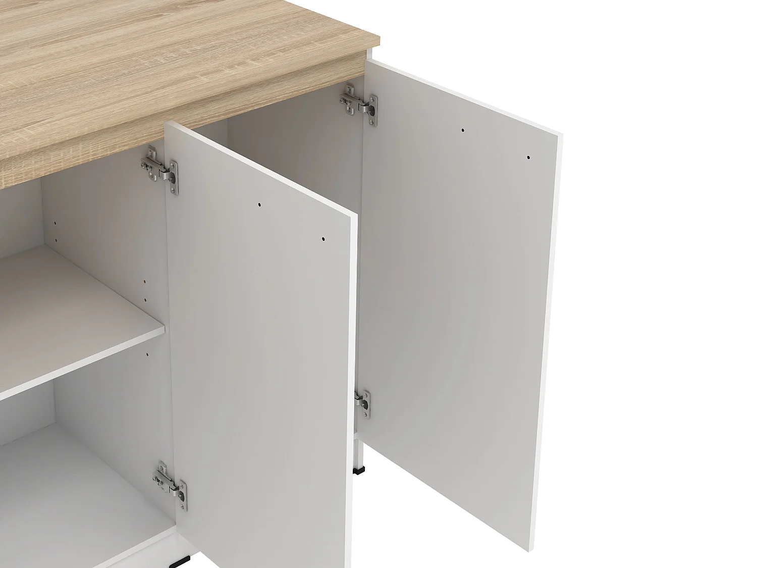 Set med köksö + 2 pallar - Vit och ljus naturlig - NUSICE