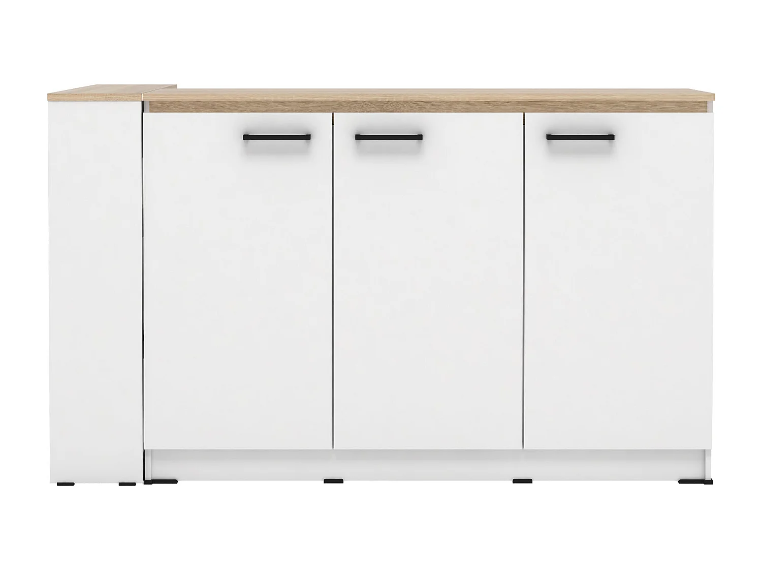 Set med köksö + 2 pallar - Vit och ljus naturlig - NUSICE