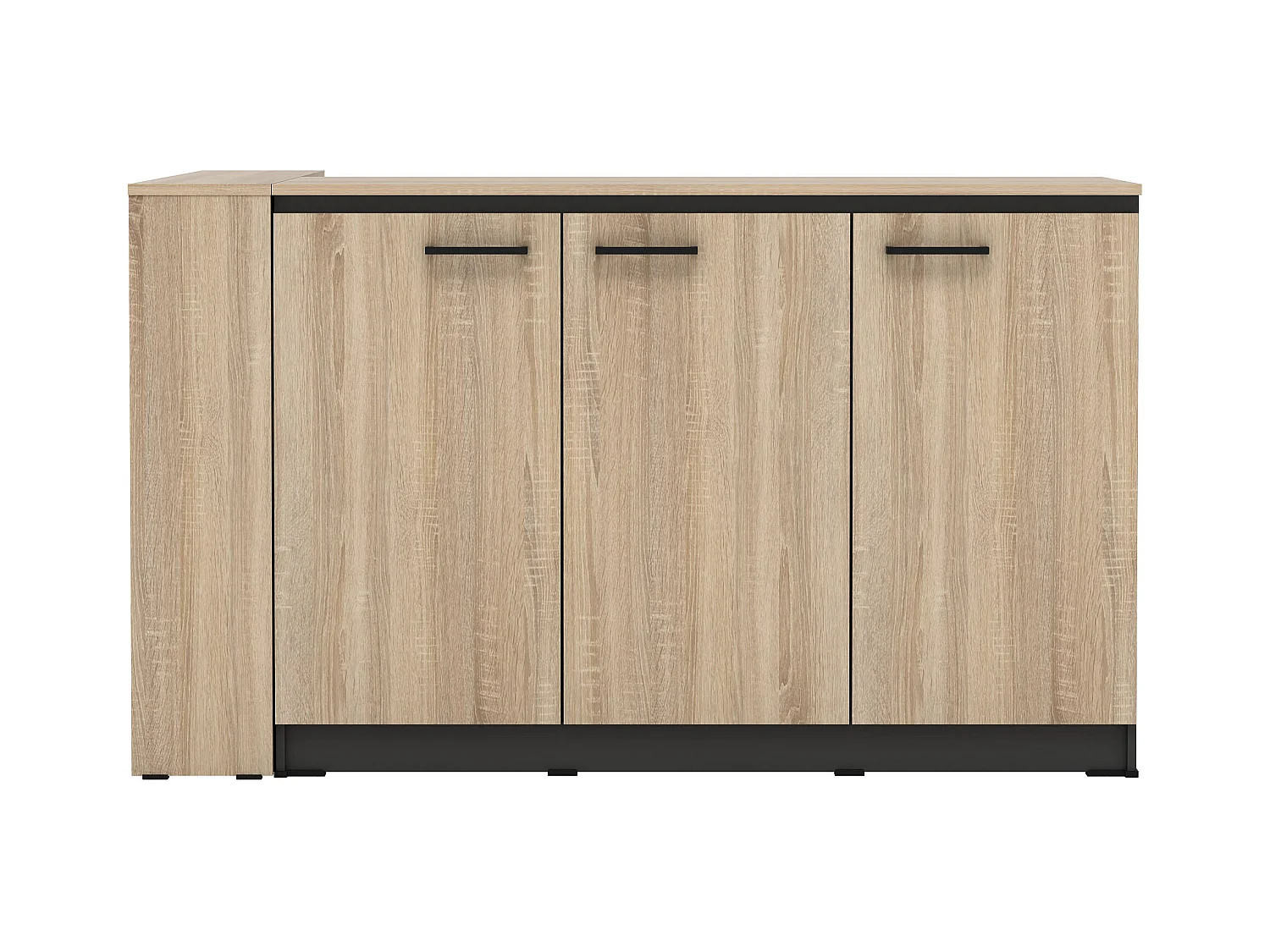 Ensemble îlot central de cuisine + 2 tabourets - Noir et naturel clair - NUSICE