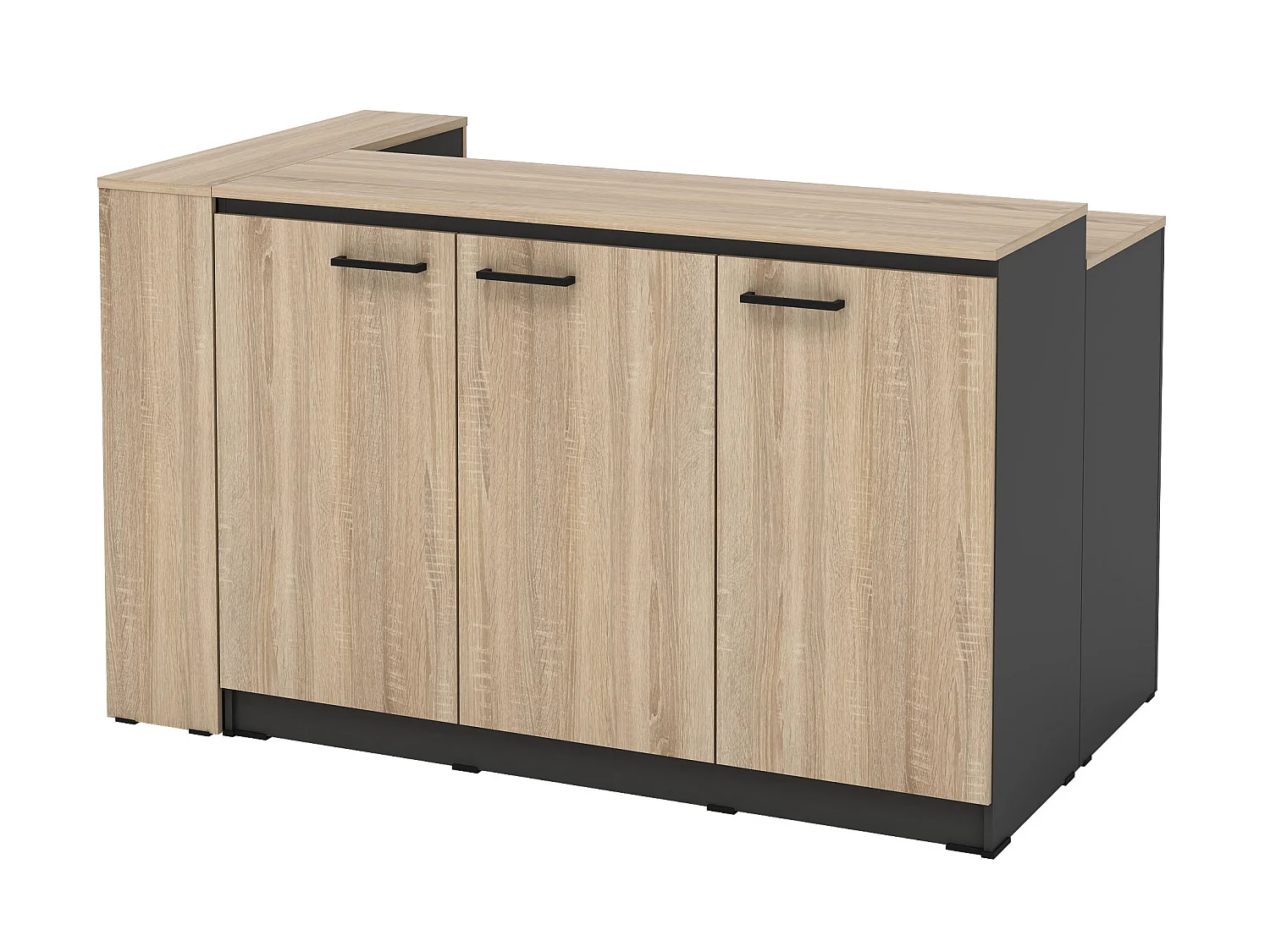 Ensemble îlot central de cuisine + 2 tabourets - Noir et naturel clair - NUSICE