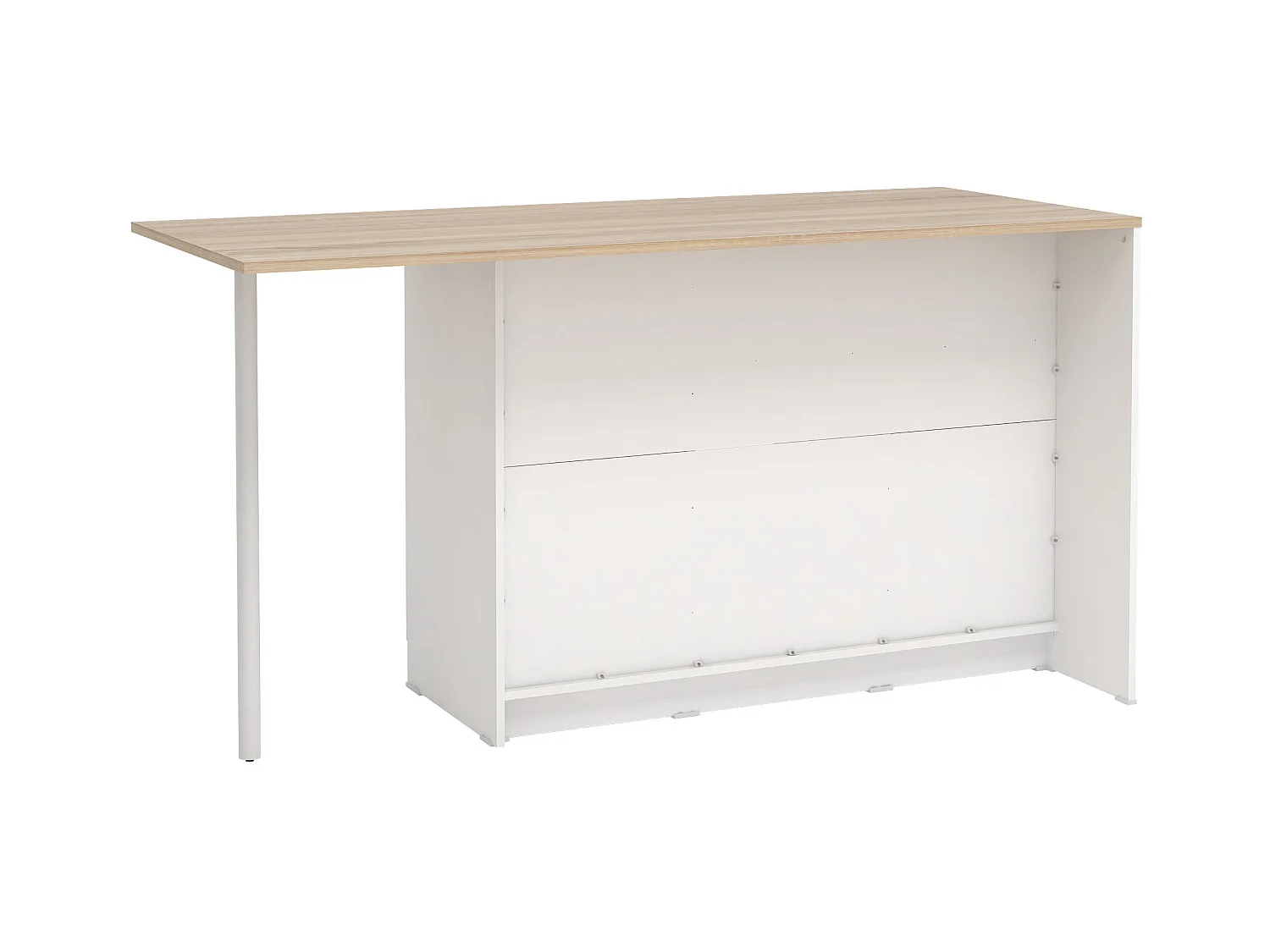 Kücheninsel mit 2 Türen, 1 Schubladen & 2 Regalfächern - Weiß & Helle Holzfarben - TUNORI