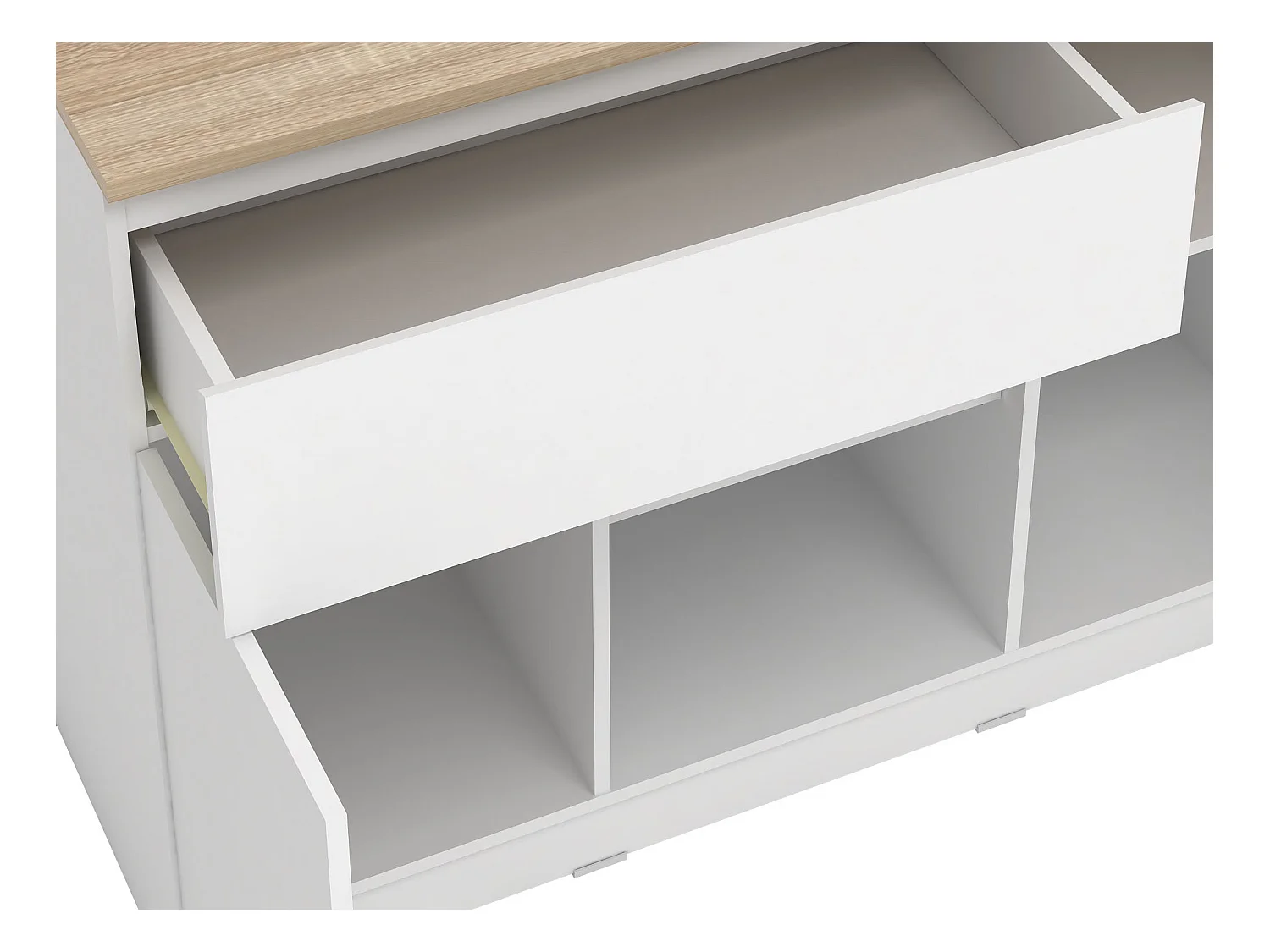 Kücheninsel mit 2 Türen, 1 Schubladen & 2 Regalfächern - Weiß & Helle Holzfarben - TUNORI