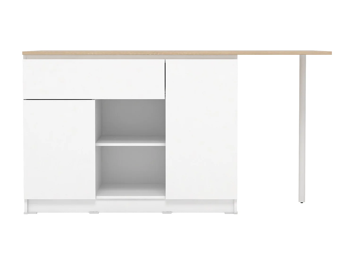 Keukeneiland met 2 deuren, 1 lade en 2 nissen - Wit en licht naturel - TUNORI