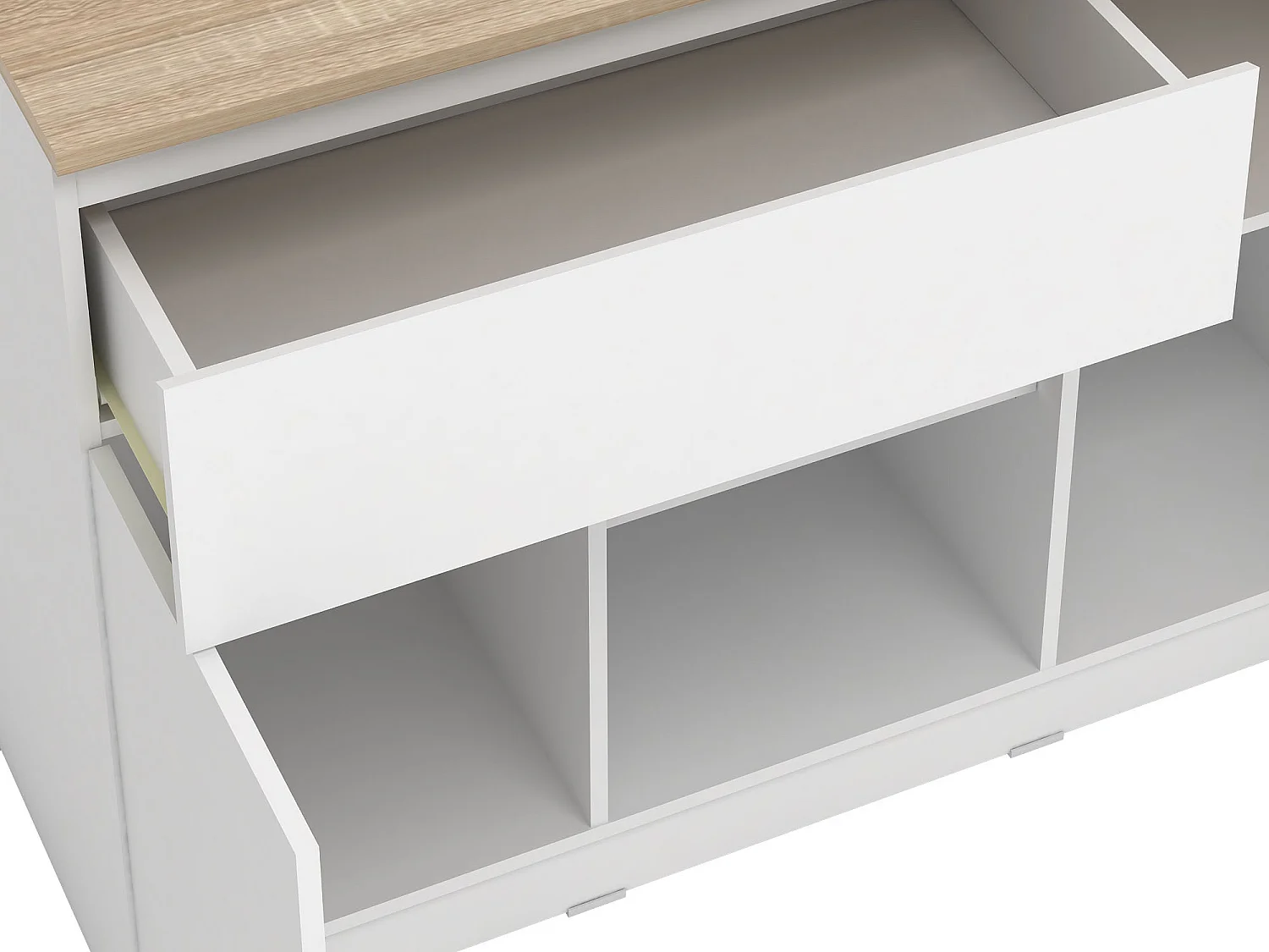 Keukeneiland met 2 deuren, 1 lade en 2 nissen - Wit en licht naturel - TUNORI