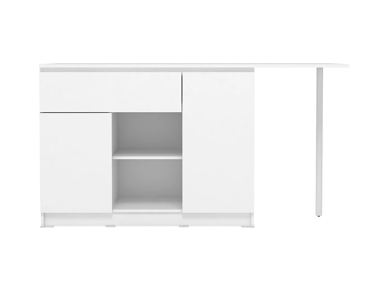 Ilha central de cozinha com 2 portas, 1 gaveta e 2 nichos, branco - TUNORI