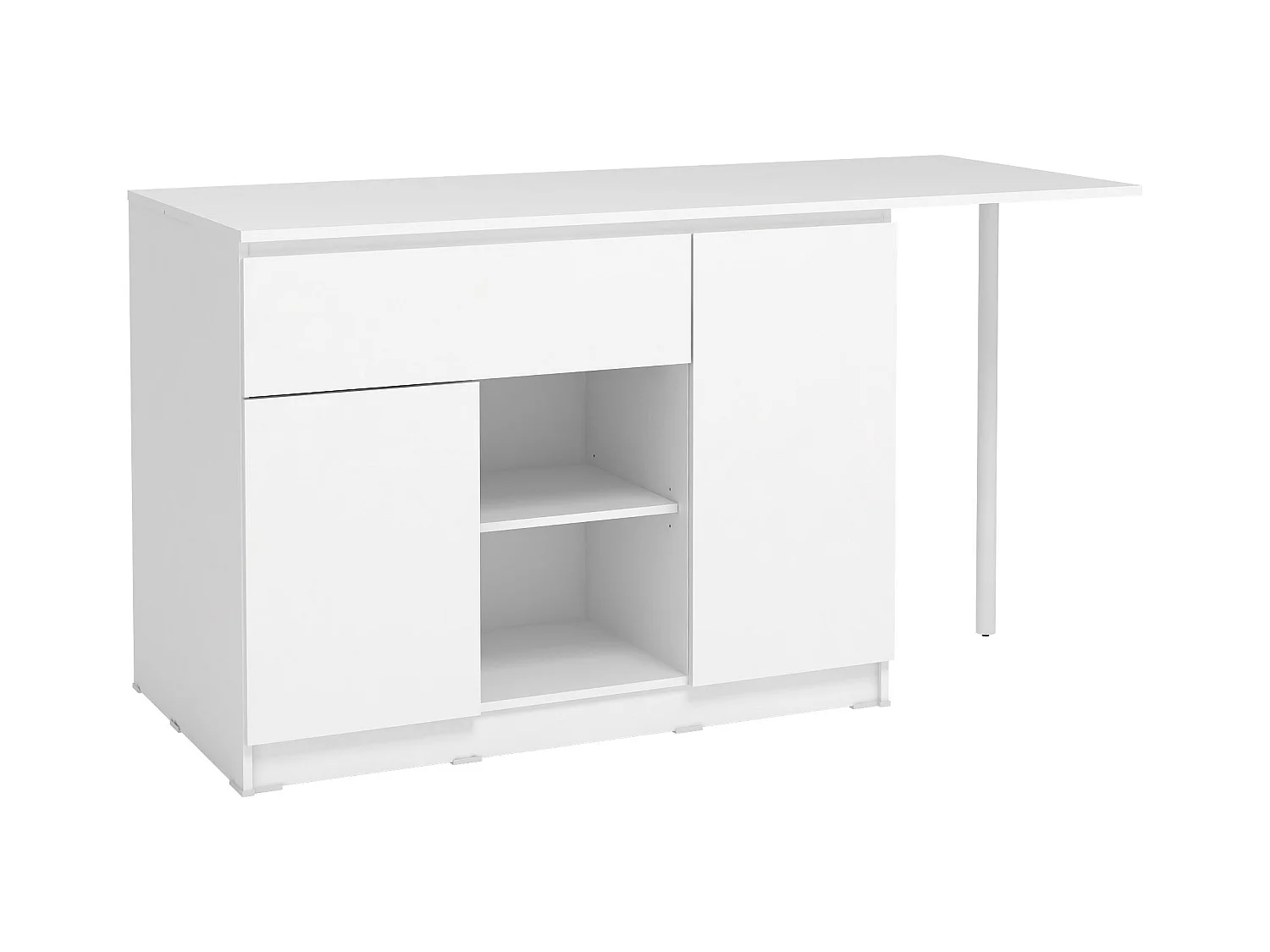 Ilha central de cozinha com 2 portas, 1 gaveta e 2 nichos, branco - TUNORI