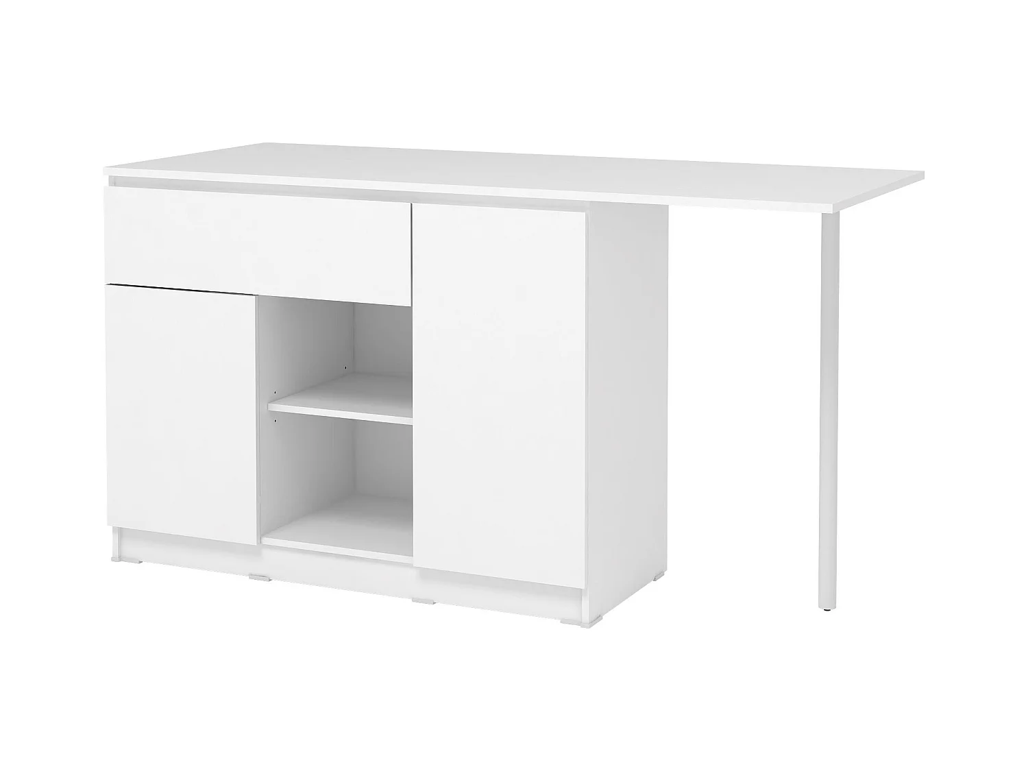 Ilha central de cozinha com 2 portas, 1 gaveta e 2 nichos, branco - TUNORI