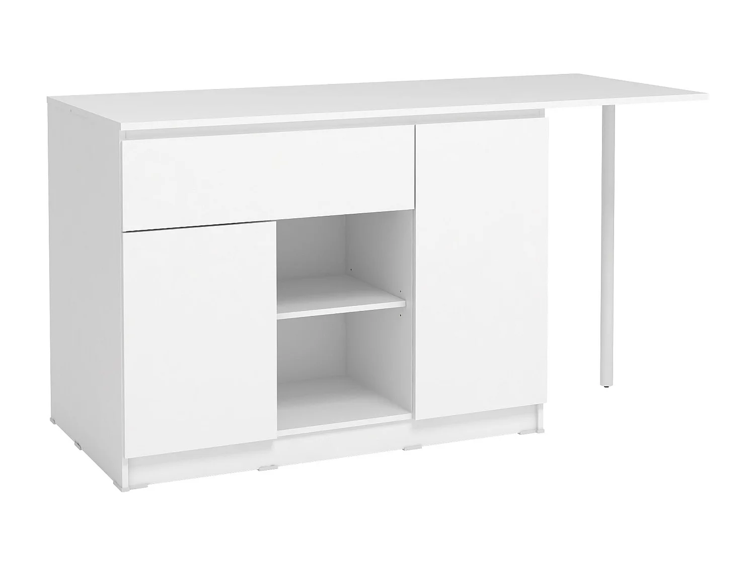 Ilot central de cuisine avec 2 portes, 1 tiroir et 2 niches - Blanc - TUNORI