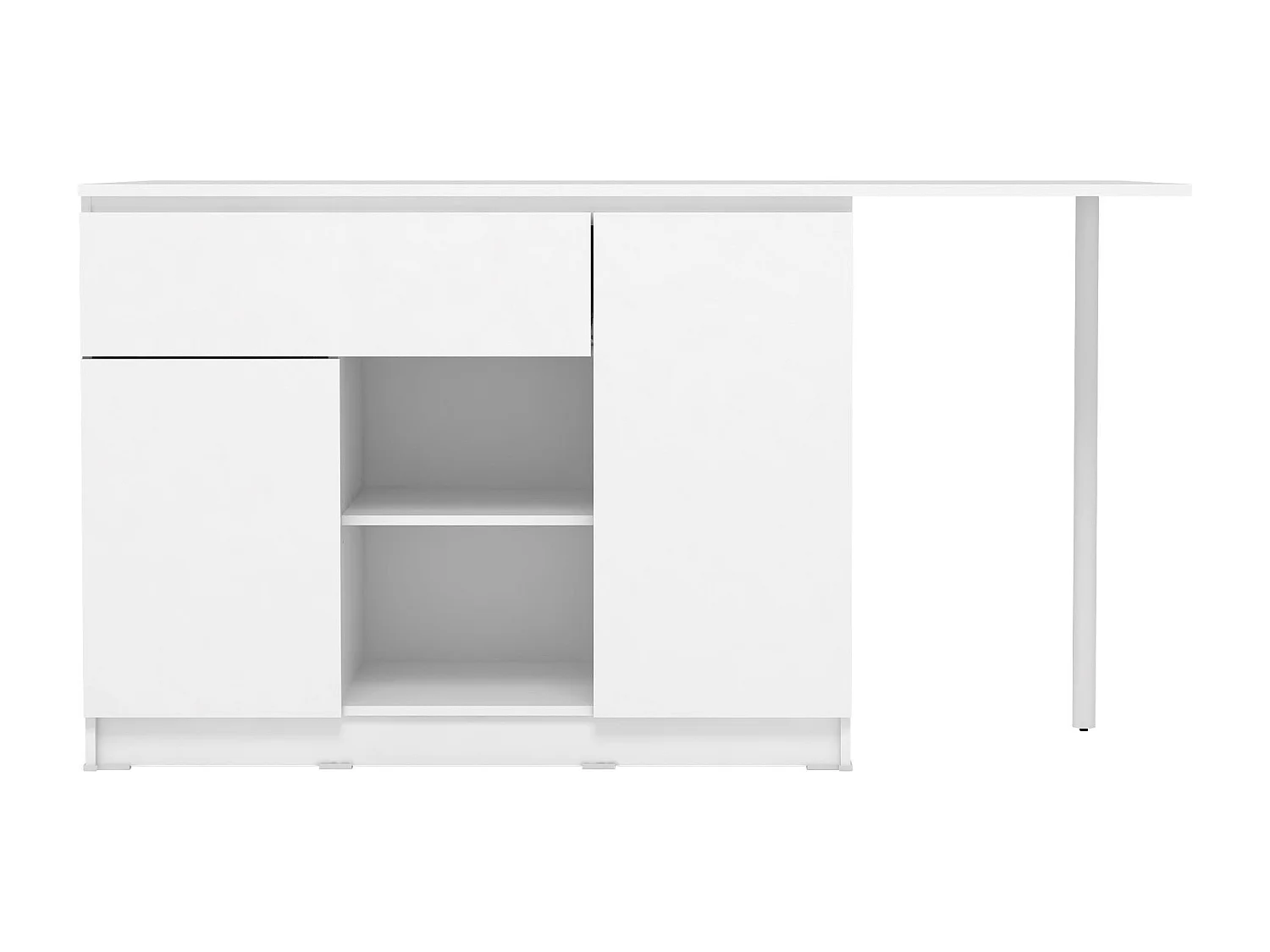 Ilot central de cuisine avec 2 portes, 1 tiroir et 2 niches - Blanc - TUNORI