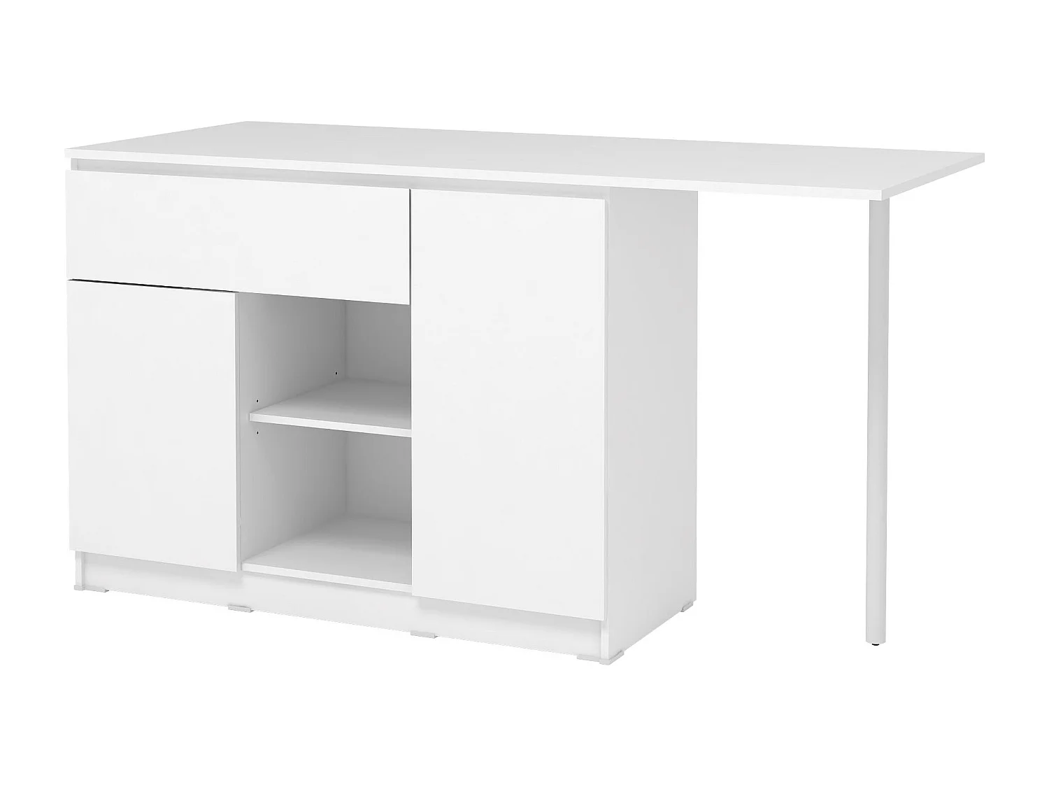 Ilot central de cuisine avec 2 portes, 1 tiroir et 2 niches - Blanc - TUNORI