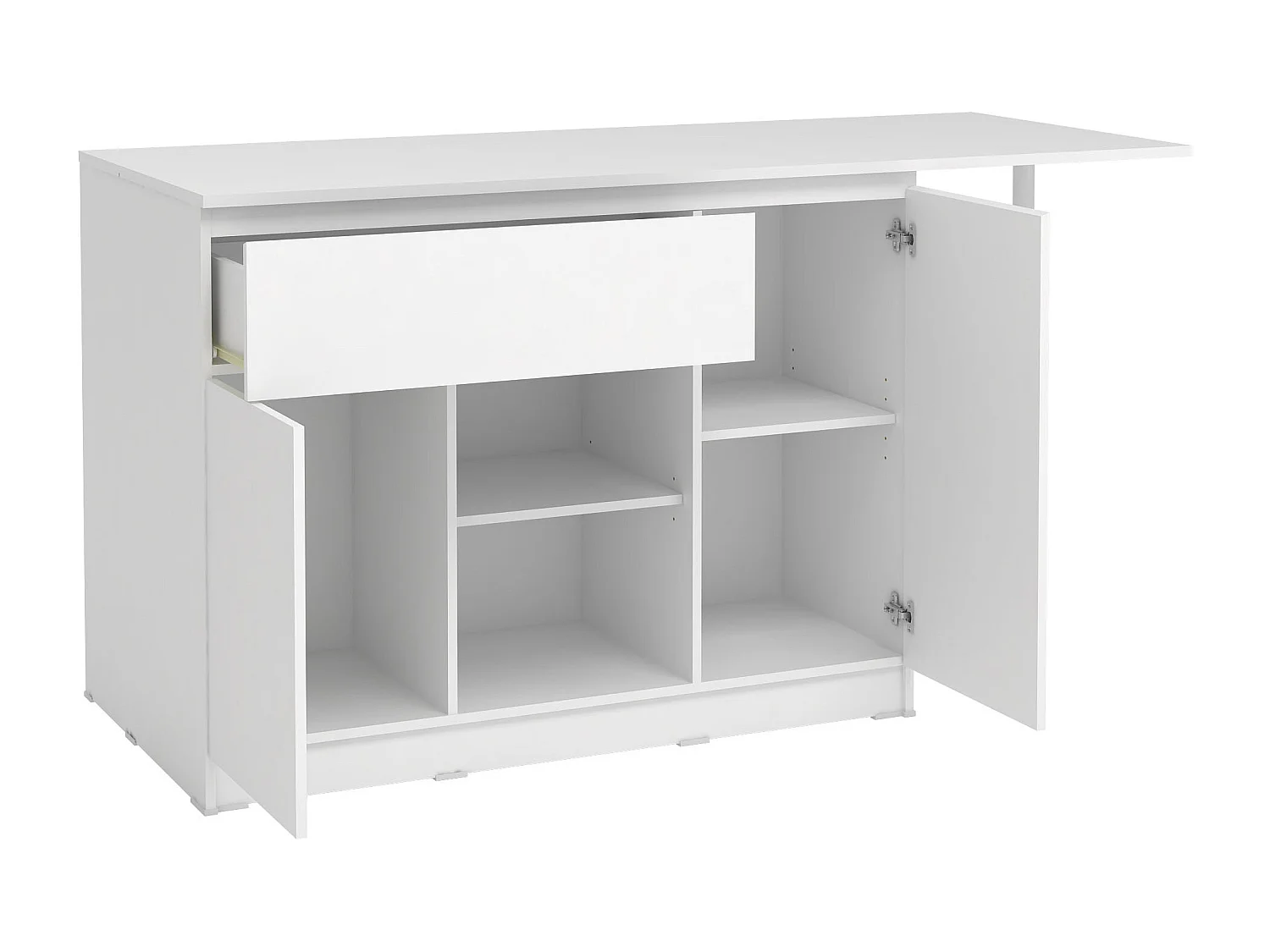 Ilot central de cuisine avec 2 portes, 1 tiroir et 2 niches - Blanc - TUNORI