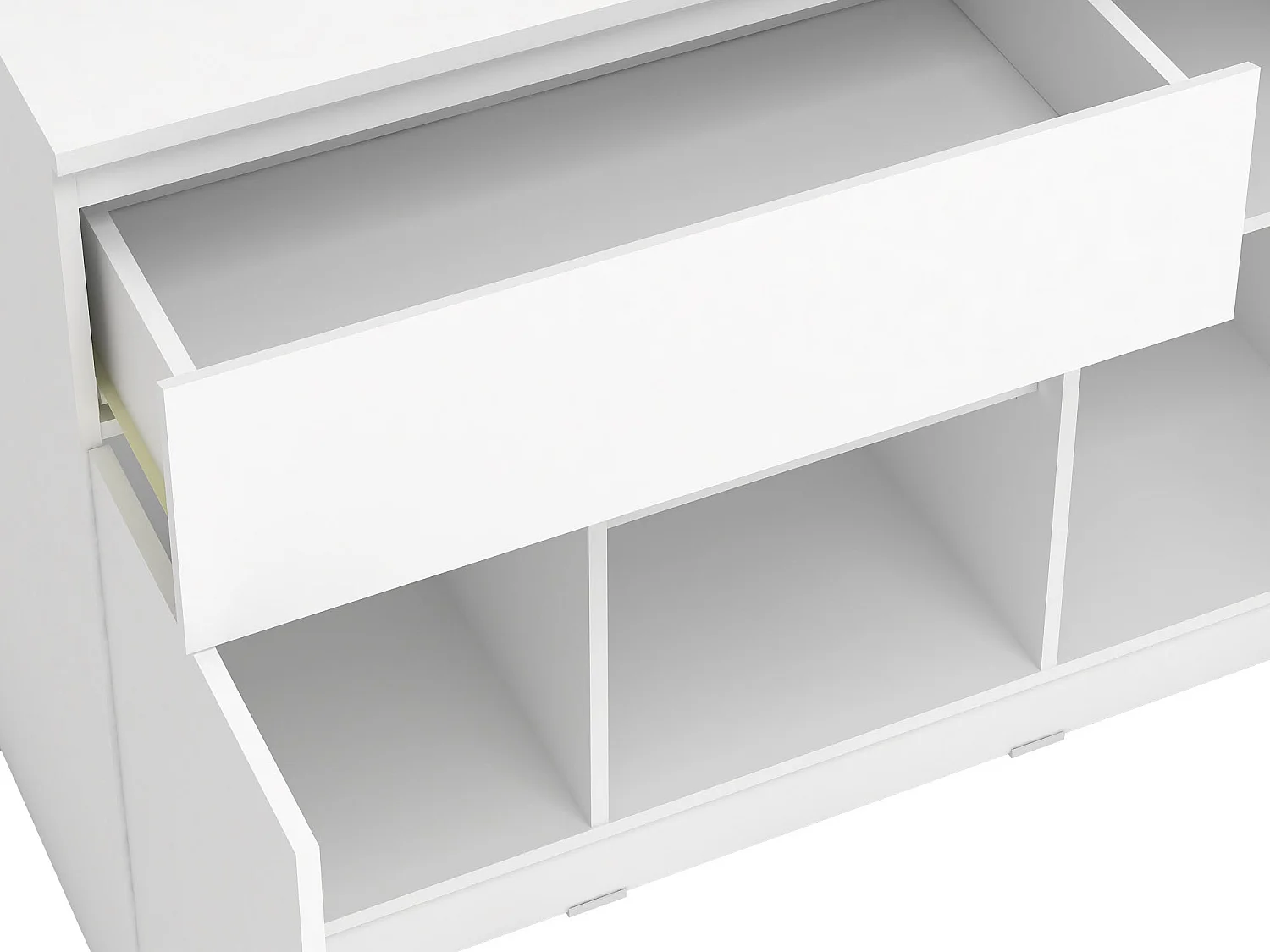 Ilot central de cuisine avec 2 portes, 1 tiroir et 2 niches - Blanc - TUNORI