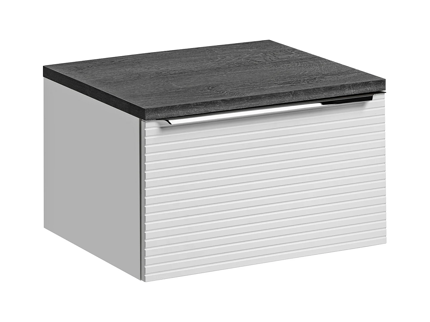 Hangend wit badkamermeubel met groeven met plank - 60 cm - LATOMA