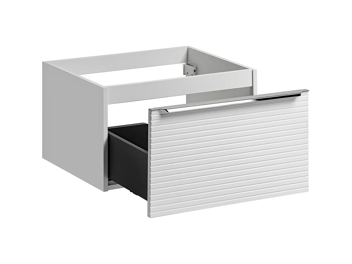 Hangend wit badkamermeubel met groeven met plank - 60 cm - LATOMA