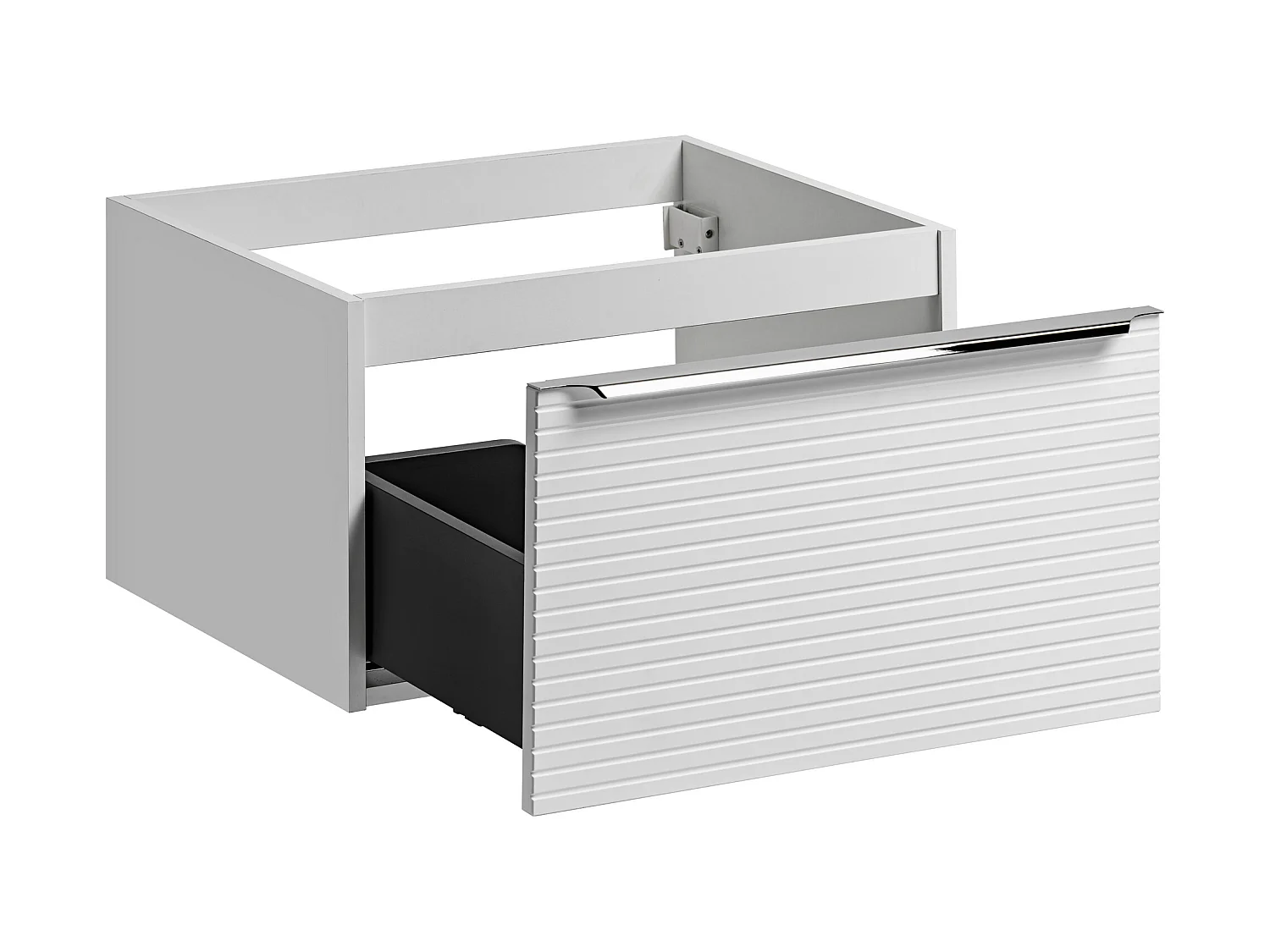 Hengende servantmøbel i stripet hvit med plate - 60 cm - LATOMA