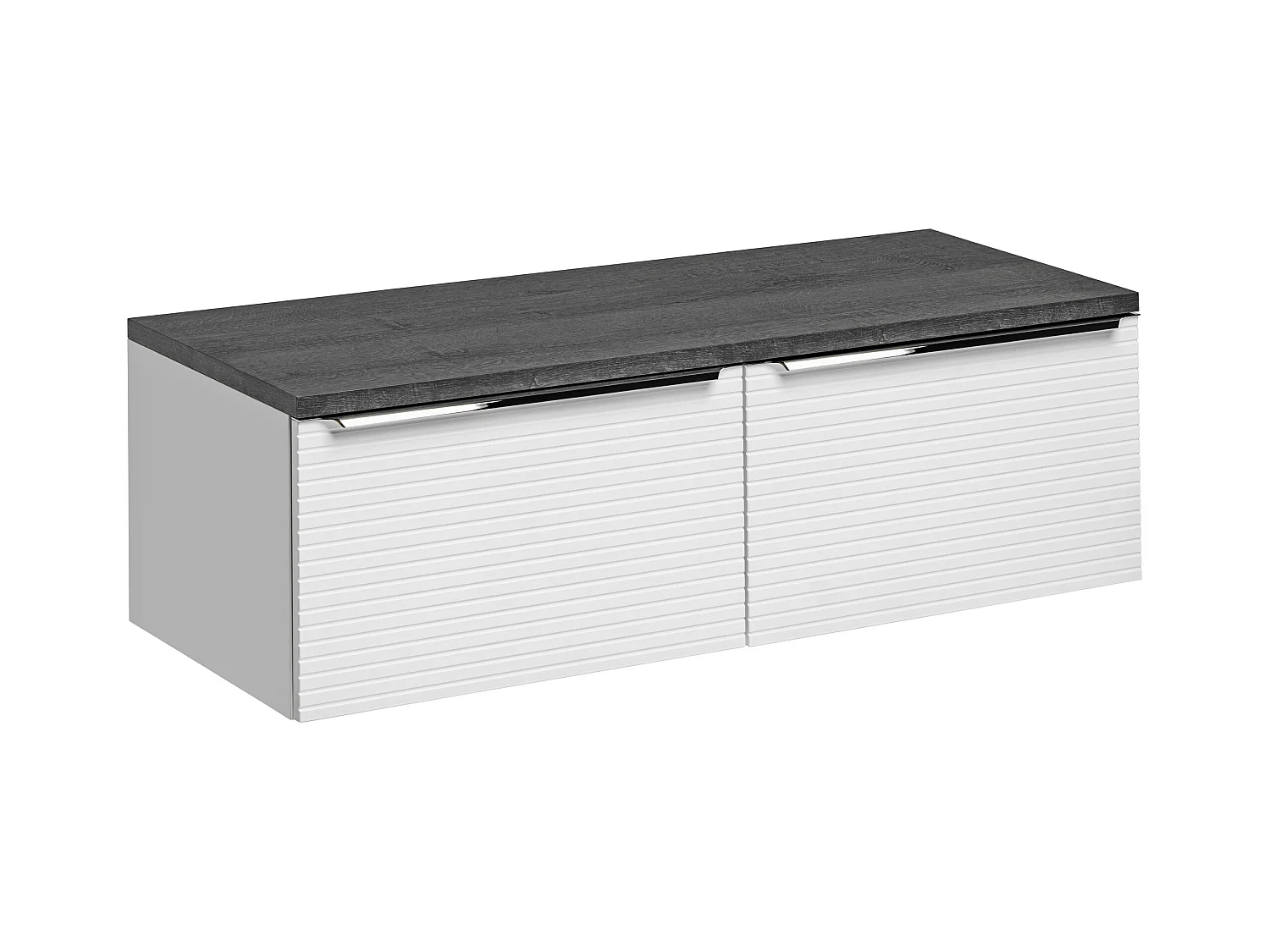 Waschbeckenunterschrank hängend mit Platte - 120 cm - Weiß gestreift - LATOMA