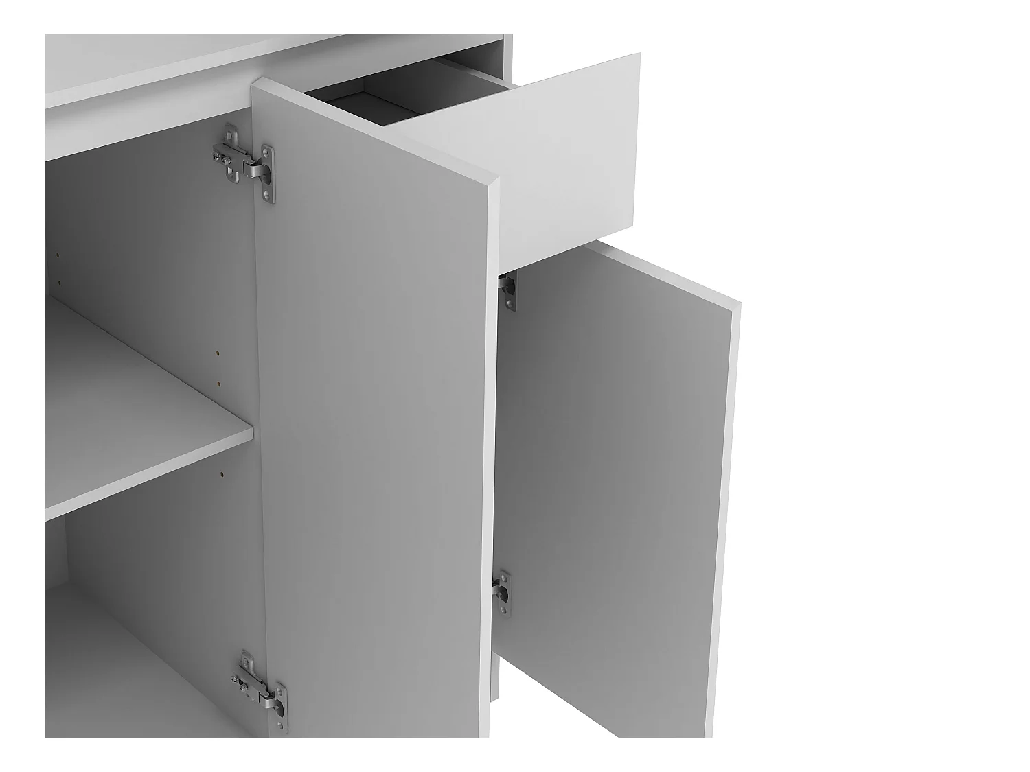 Küchenbuffet mit 6 Türen, 1 Schubladen & 5 Regalfächern - Weiß - NIZALI