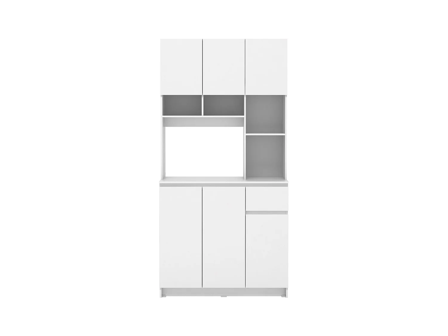 Aparador de cocina con 6 puertas, 1 cajón y 5 estantes - Blanco - NIZALI