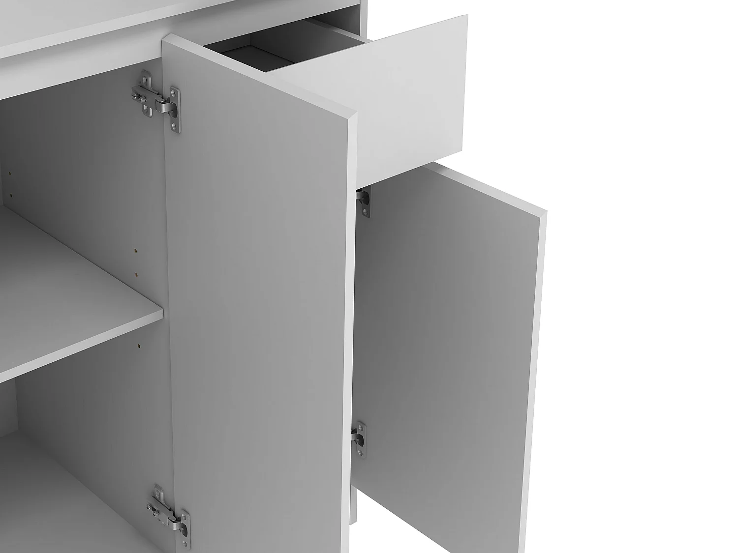 Buffet de cuisine avec 6 portes, 1 tiroir et 5 niches - Blanc - NIZALI