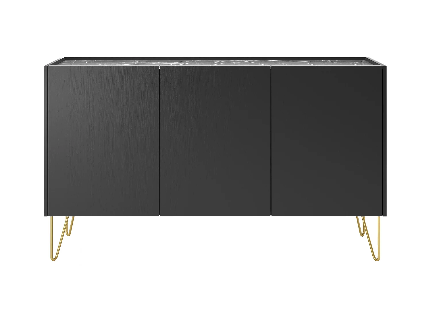 Credenza con 3 ante Nero effetto Marmo Nero e Dorato - PIOLUN di Pascal MORABITO