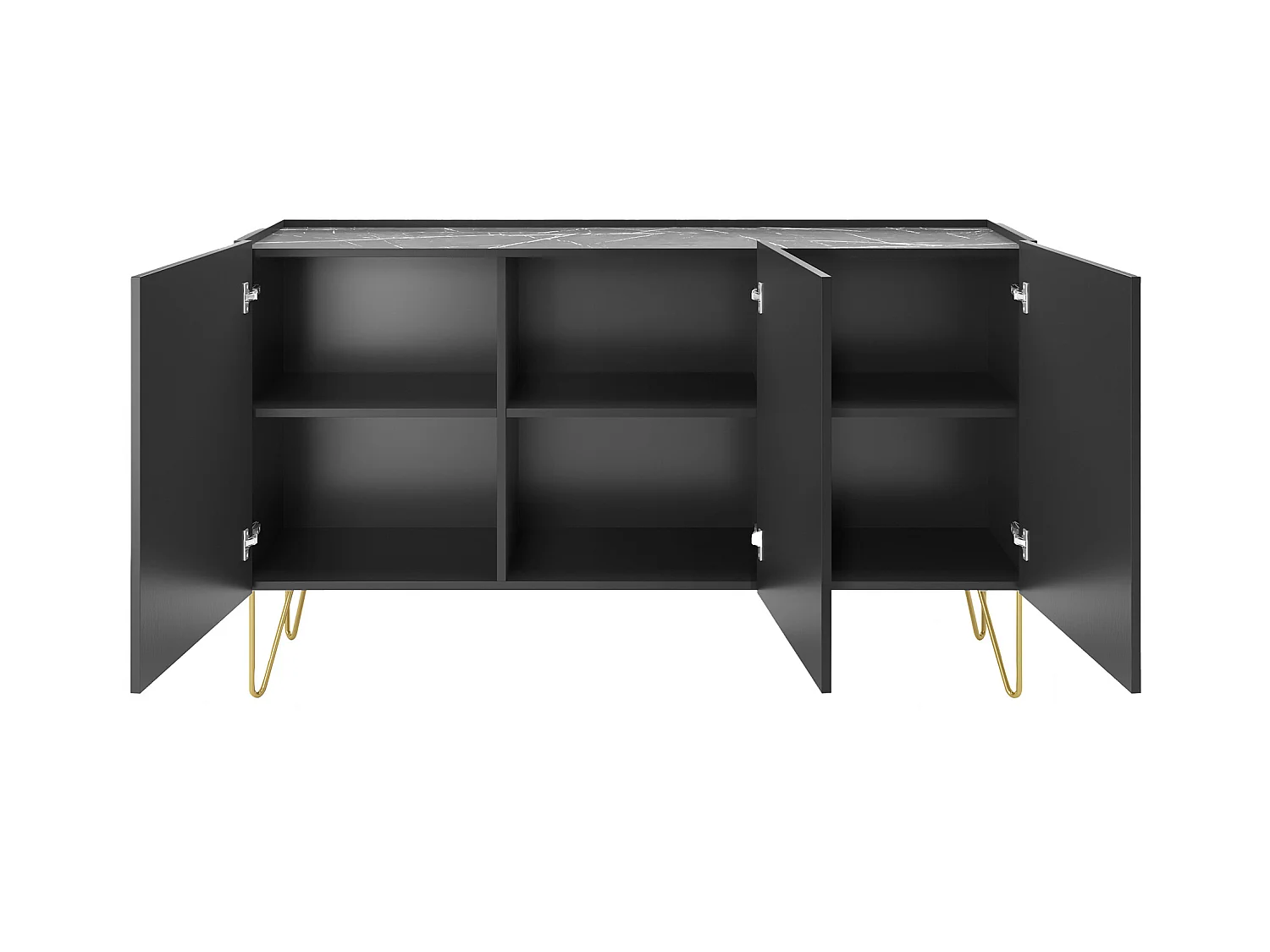 Credenza con 3 ante Nero effetto Marmo Nero e Dorato - PIOLUN di Pascal MORABITO
