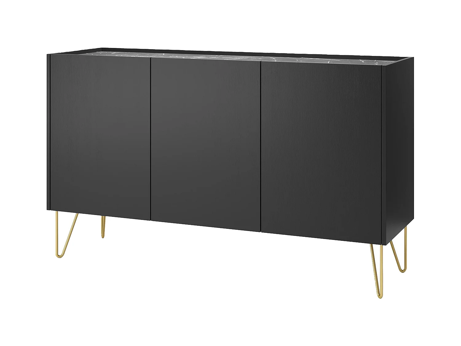Credenza con 3 ante Nero effetto Marmo Nero e Dorato - PIOLUN di Pascal MORABITO