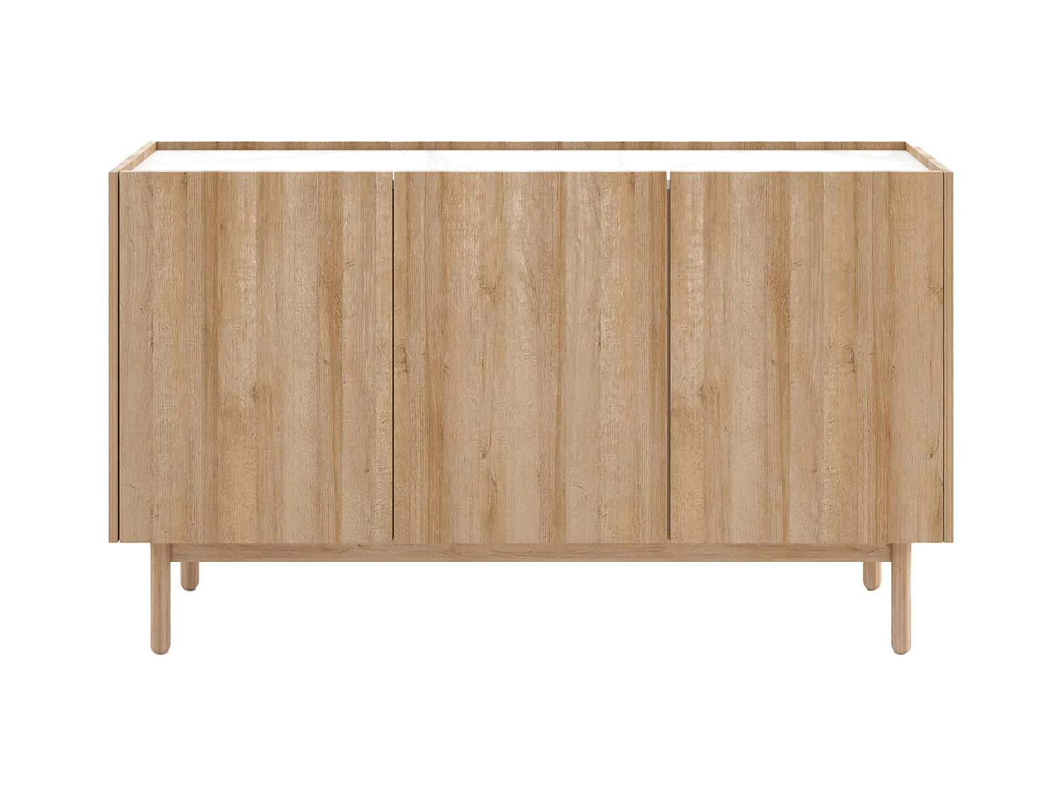 Sideboard mit 3 Türen - Helle Holzfarben & Marmor-Optik Weiß - SITOLI