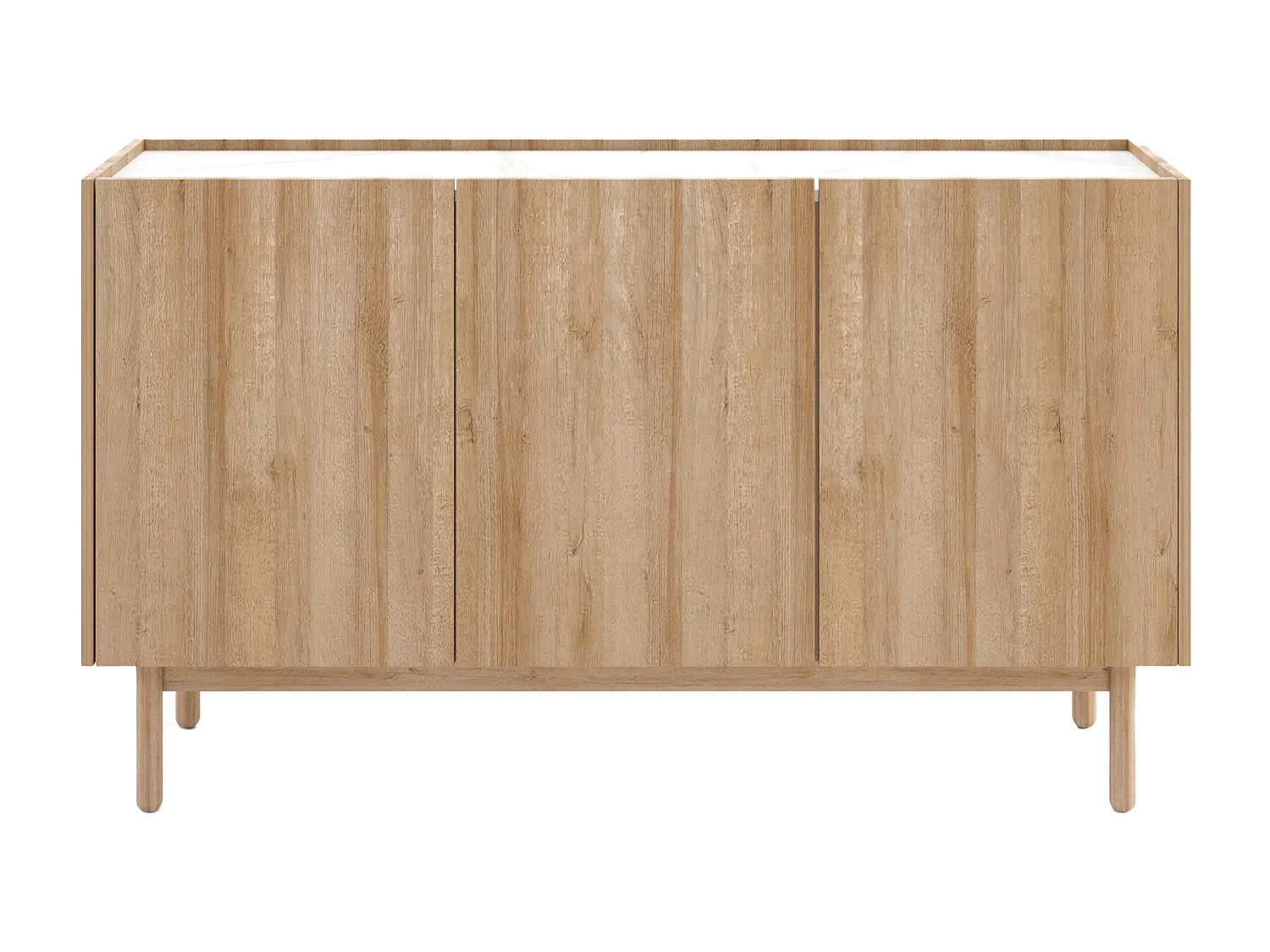 Sideboard med 3 dörrar - Ljust naturlig och vit marmoreffekt - SITOLI