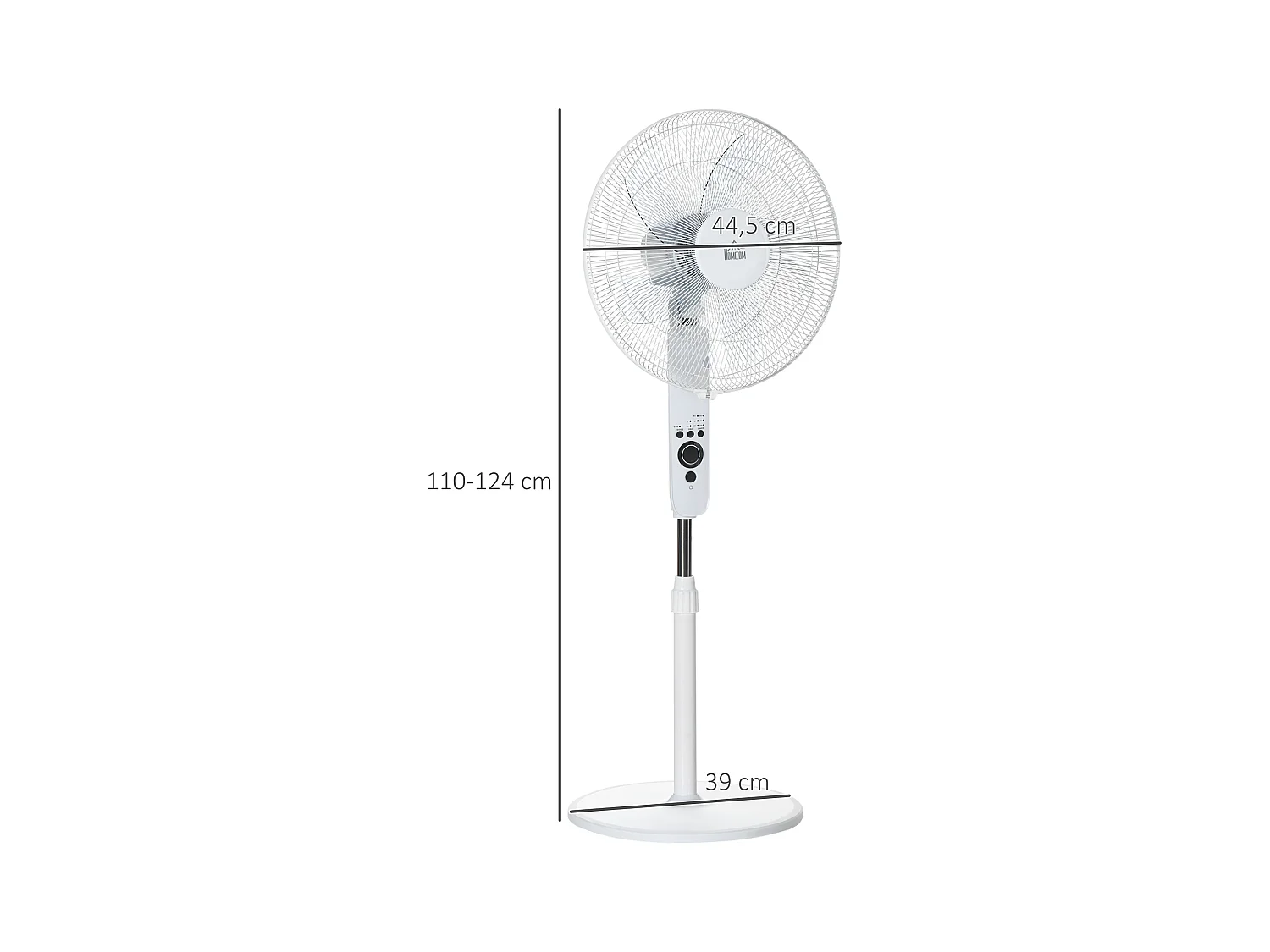 Ventilateur sur pied Ø 44 cm hauteur réglable oscillant silencieux 45 W avec télécommande minuterie 3 modes 3 vitesses blanc