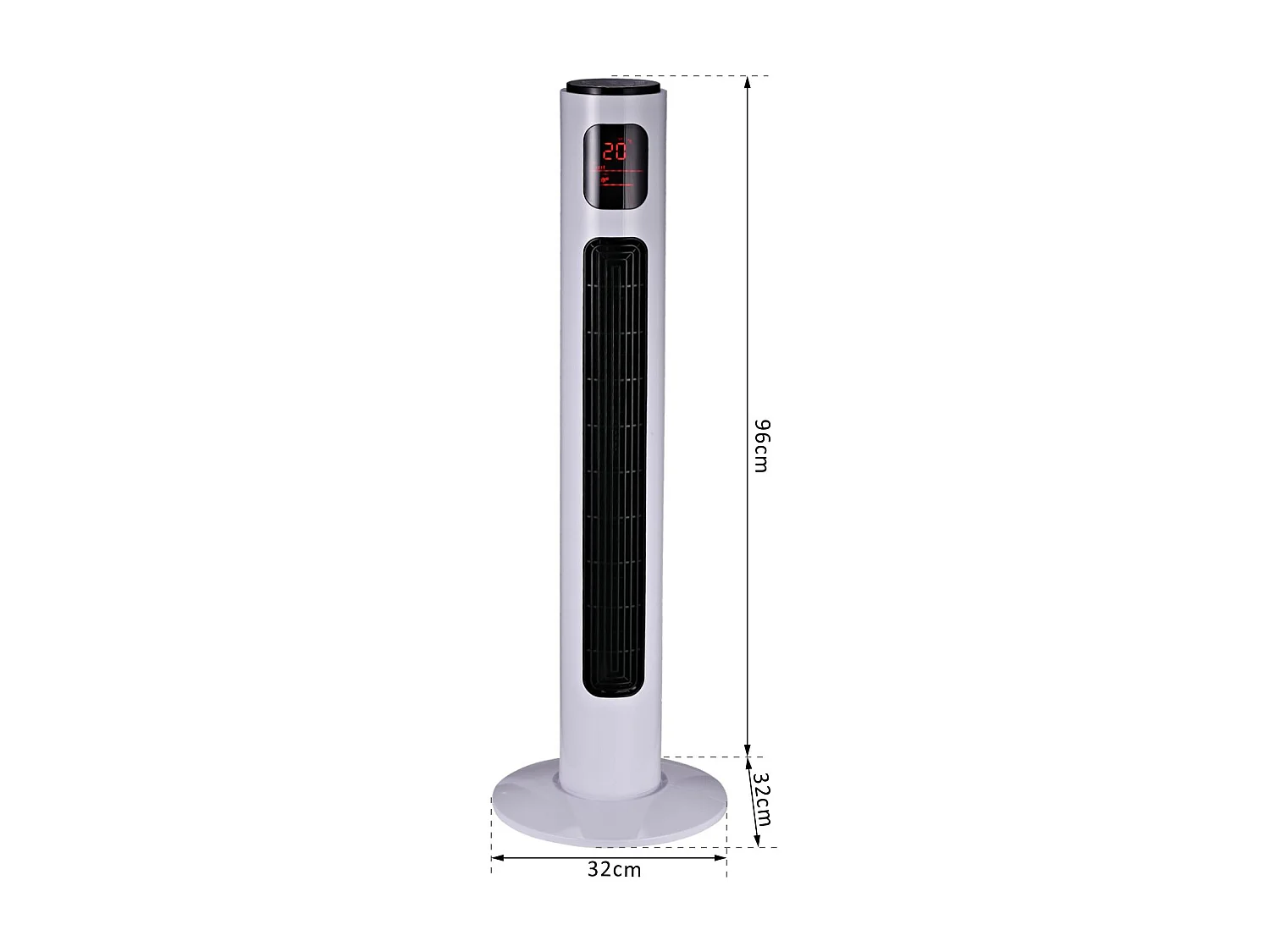 Ventilateur colonne tour programmable oscillant silencieux 45 W avec télécommande écran affichage minuterie 3 modes 3 vitesses 32L x 32l x 96H cm blanc noir