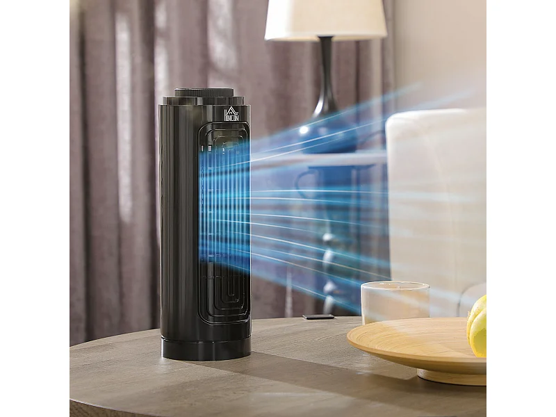 Ventilateur colonne oscillant 20 W silencieux - ventilateur de table bureau - 3 vitesses - noir