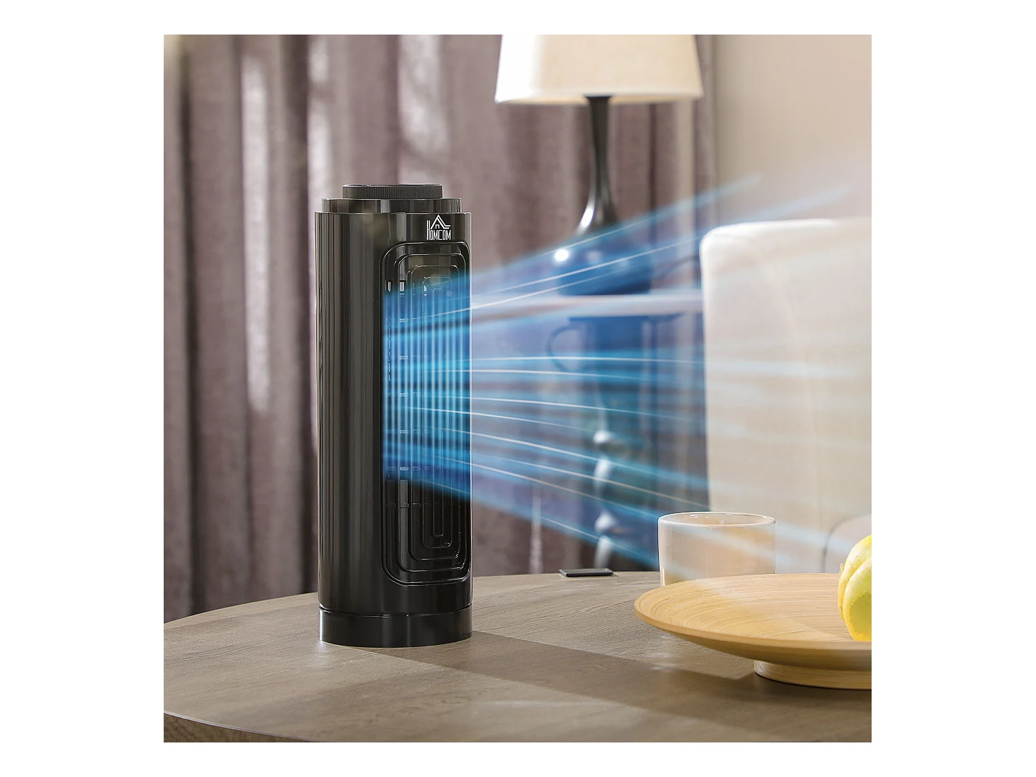 Ventilateur colonne oscillant 20 W silencieux - ventilateur de table bureau - 3 vitesses - noir