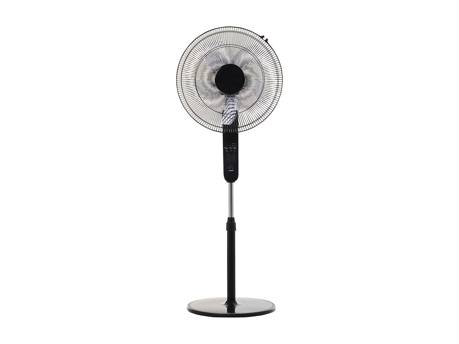 Ventilateur sur pied Ø 44 cm hauteur réglable oscillant silencieux 45 W avec télécommande minuterie 3 modes 3 vitesses noir