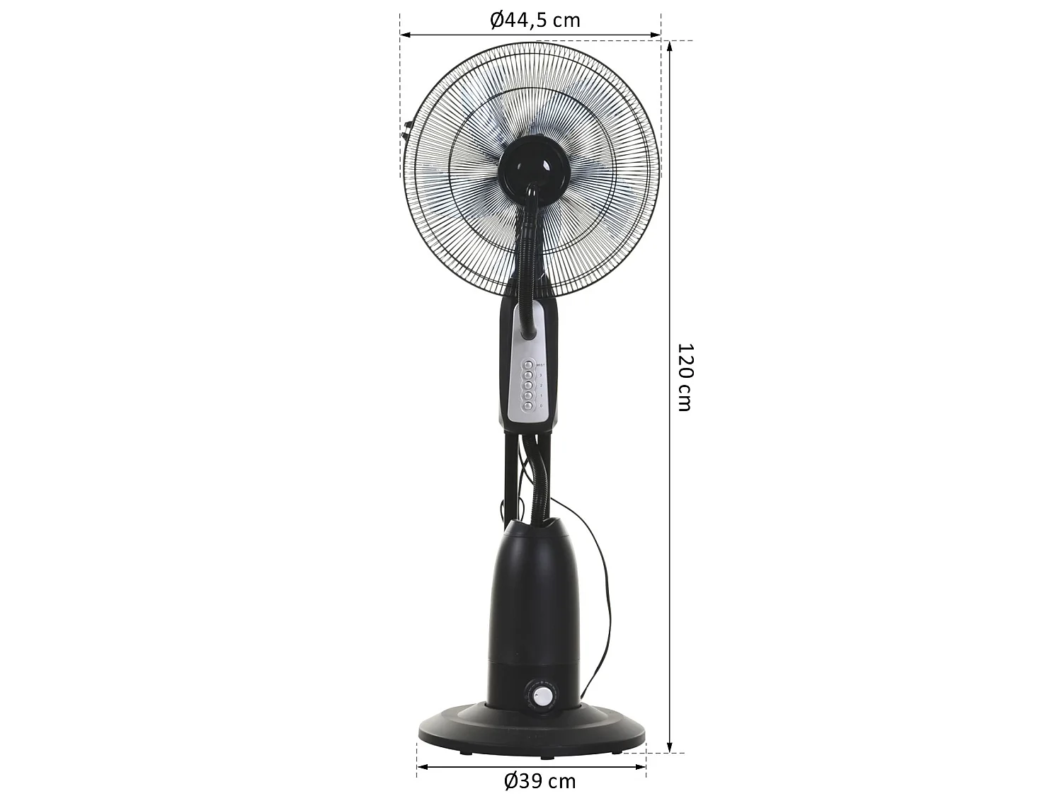 HOMCOM Ventilateur brumisateur sur roulettes - oscillant silencieux 90 W - 4 vitesses - dim. Ø 44 x 120H cm noir gris