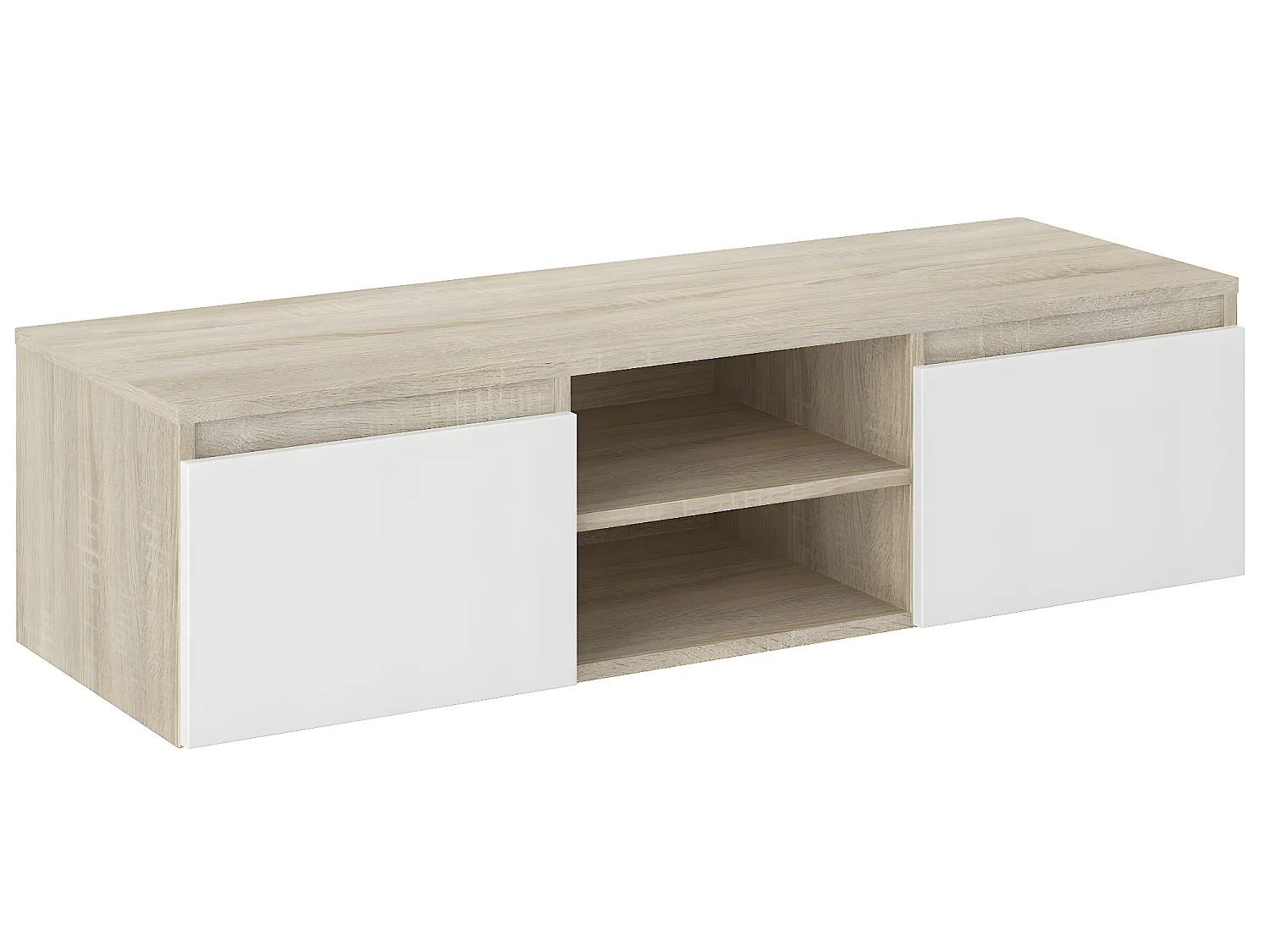 GOREME | Meuble bas TV contemporain salon/séjour 120x40x36 | 2 niches 2 portes  | Rangement moderne matériel audio/video/gaming