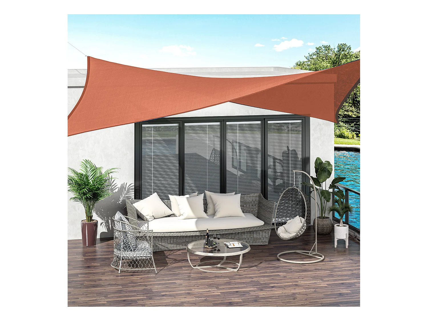 Voile d'ombrage rectangulaire 4 x 6 m toile solaire taud de soleil brique terracotta