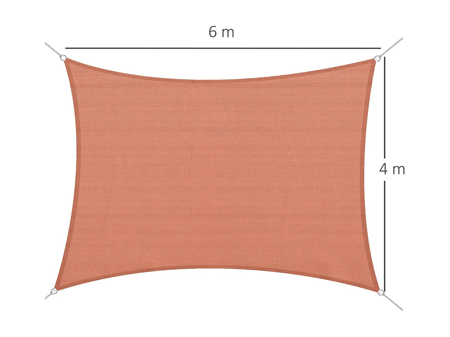 Voile d'ombrage rectangulaire 4 x 6 m toile solaire taud de soleil brique terracotta